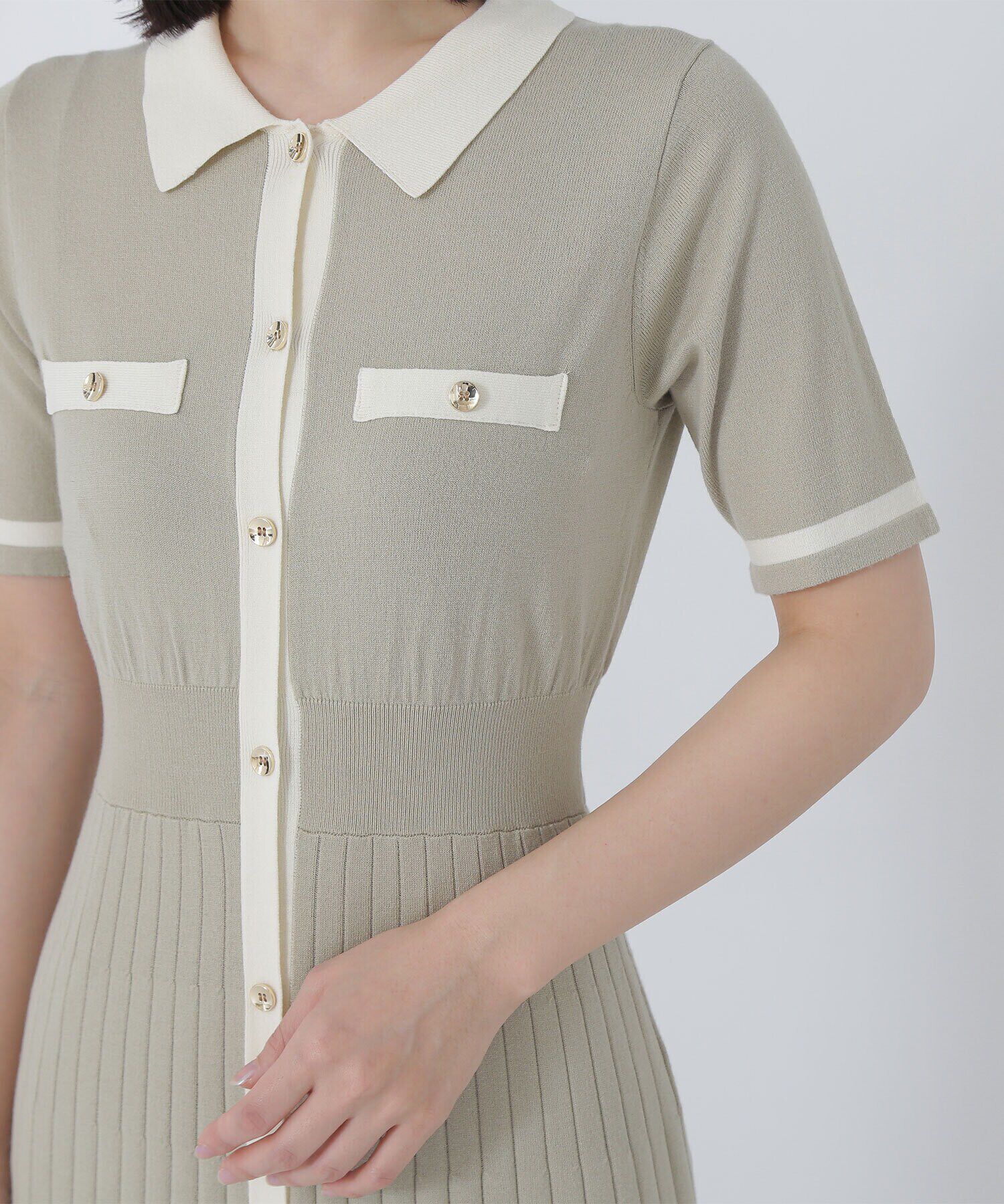  「ポロバイカラーニットワンピース」|ワンピース|