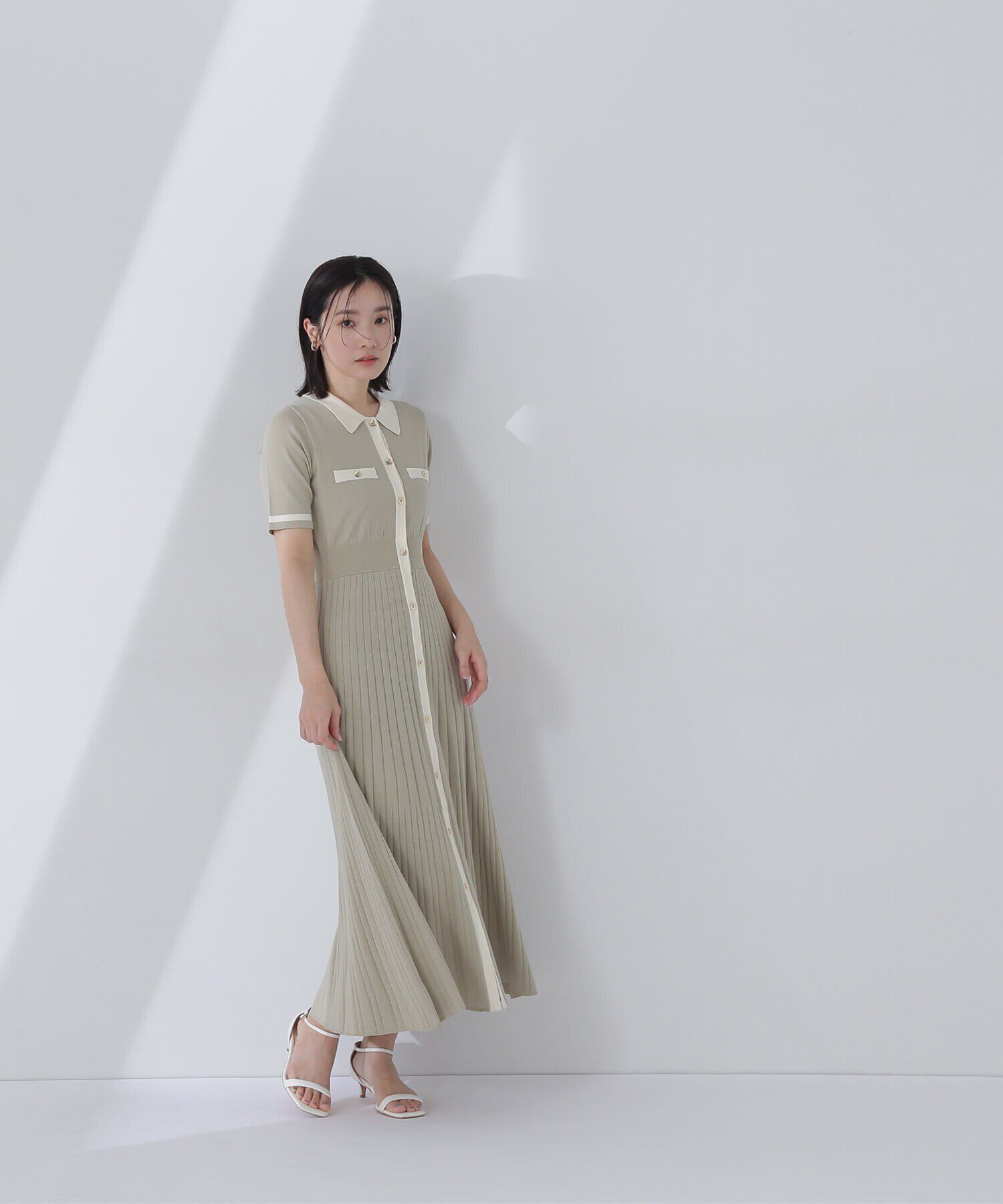  「ポロバイカラーニットワンピース」|ワンピース|