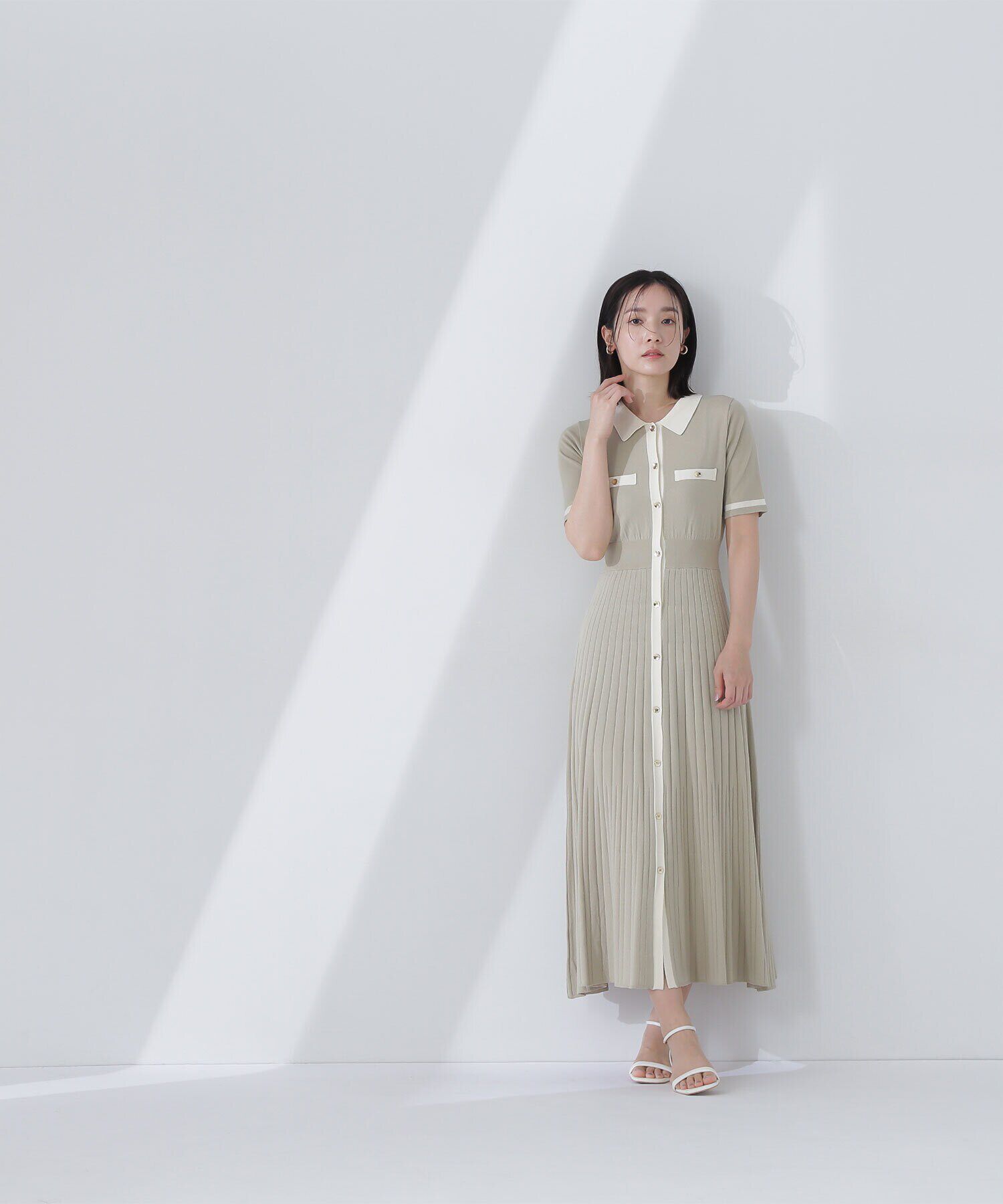  「ポロバイカラーニットワンピース」|ワンピース|