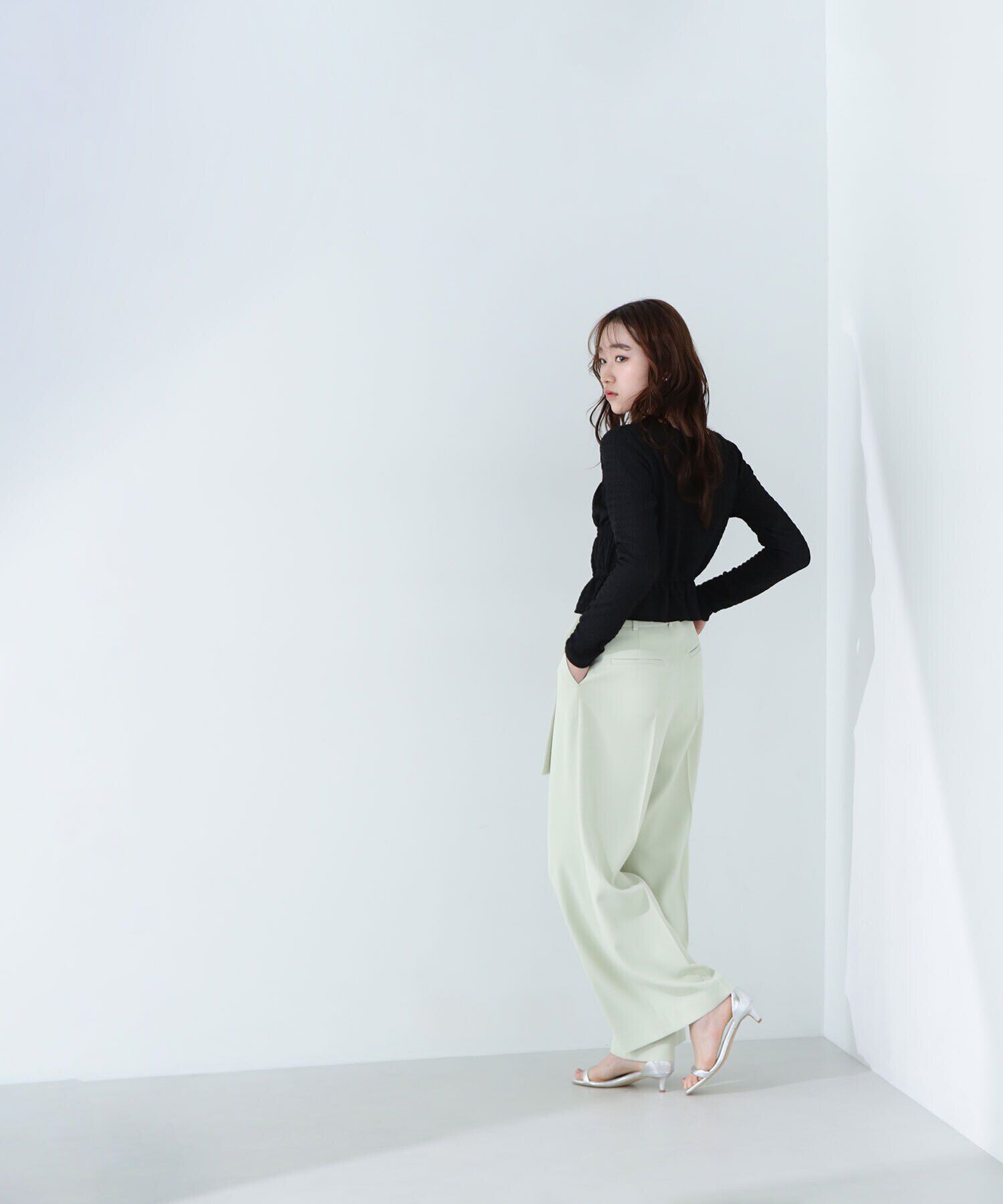  「シャーリングペプラムトップス」|Tシャツ・カットソー|