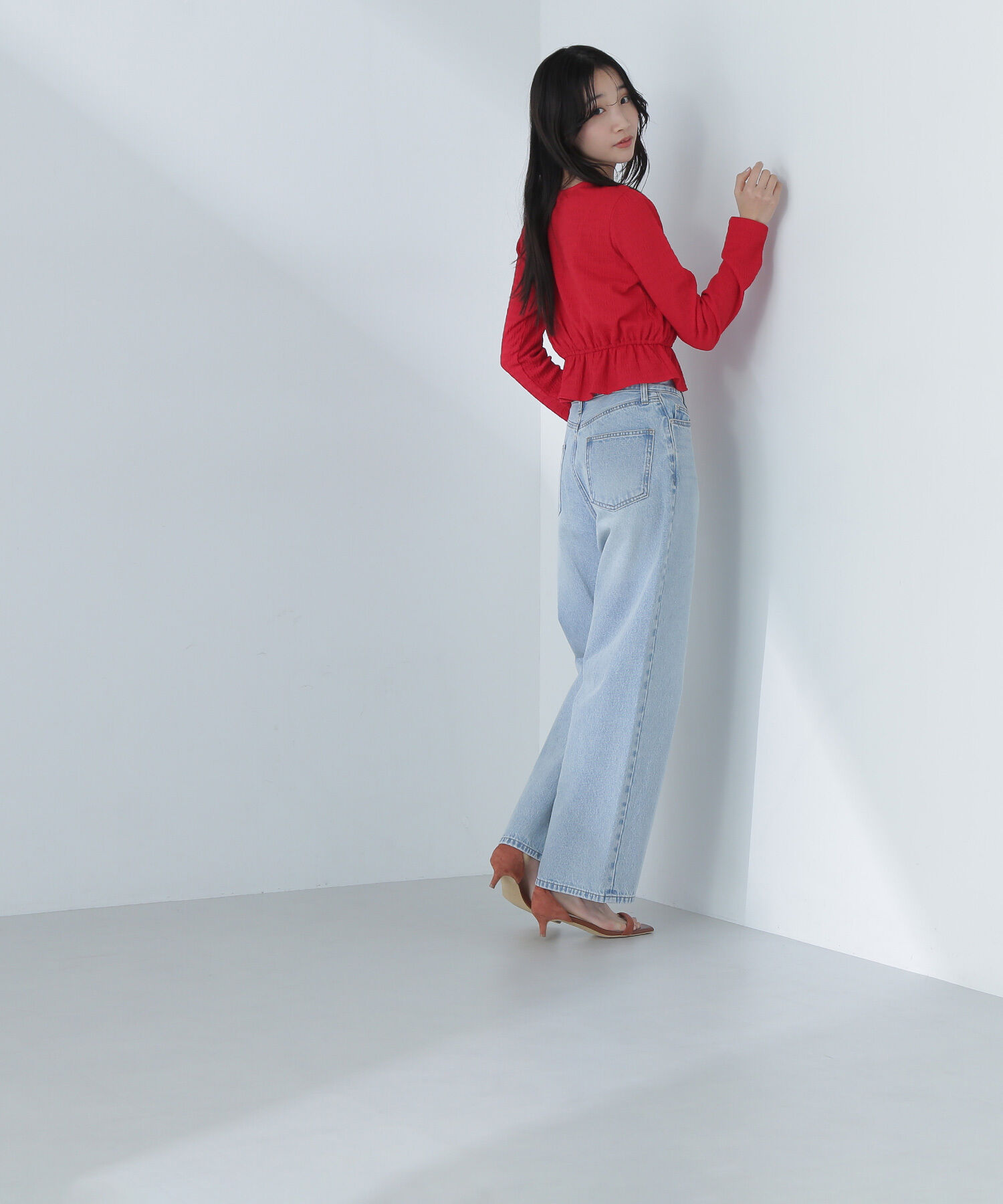  「シャーリングペプラムトップス」|Tシャツ・カットソー|