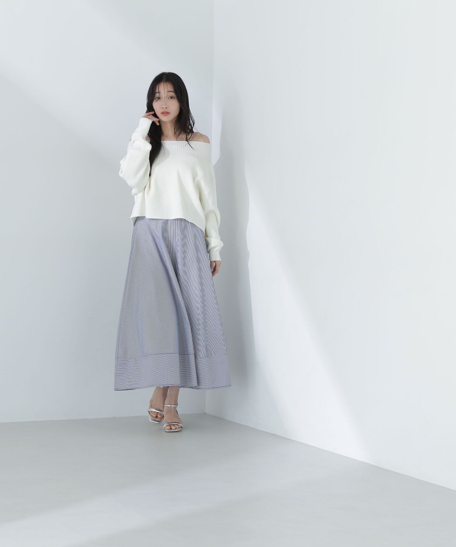  「ストライプフレアスカート」|スカート|