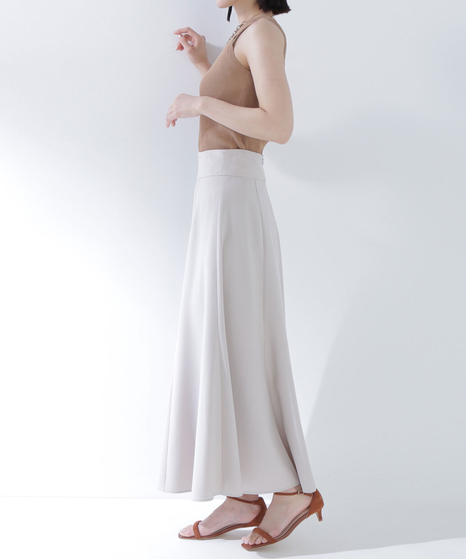  「リネンライクフレアマキシスカート」|スカート|