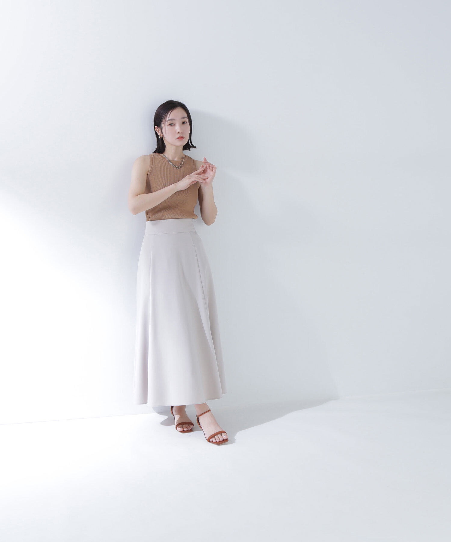  「リネンライクフレアマキシスカート」|スカート|