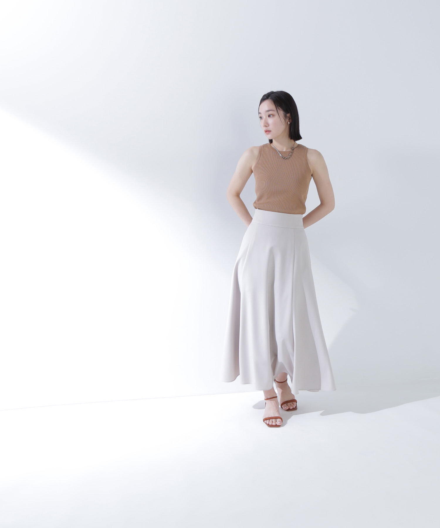  「リネンライクフレアマキシスカート」|スカート|