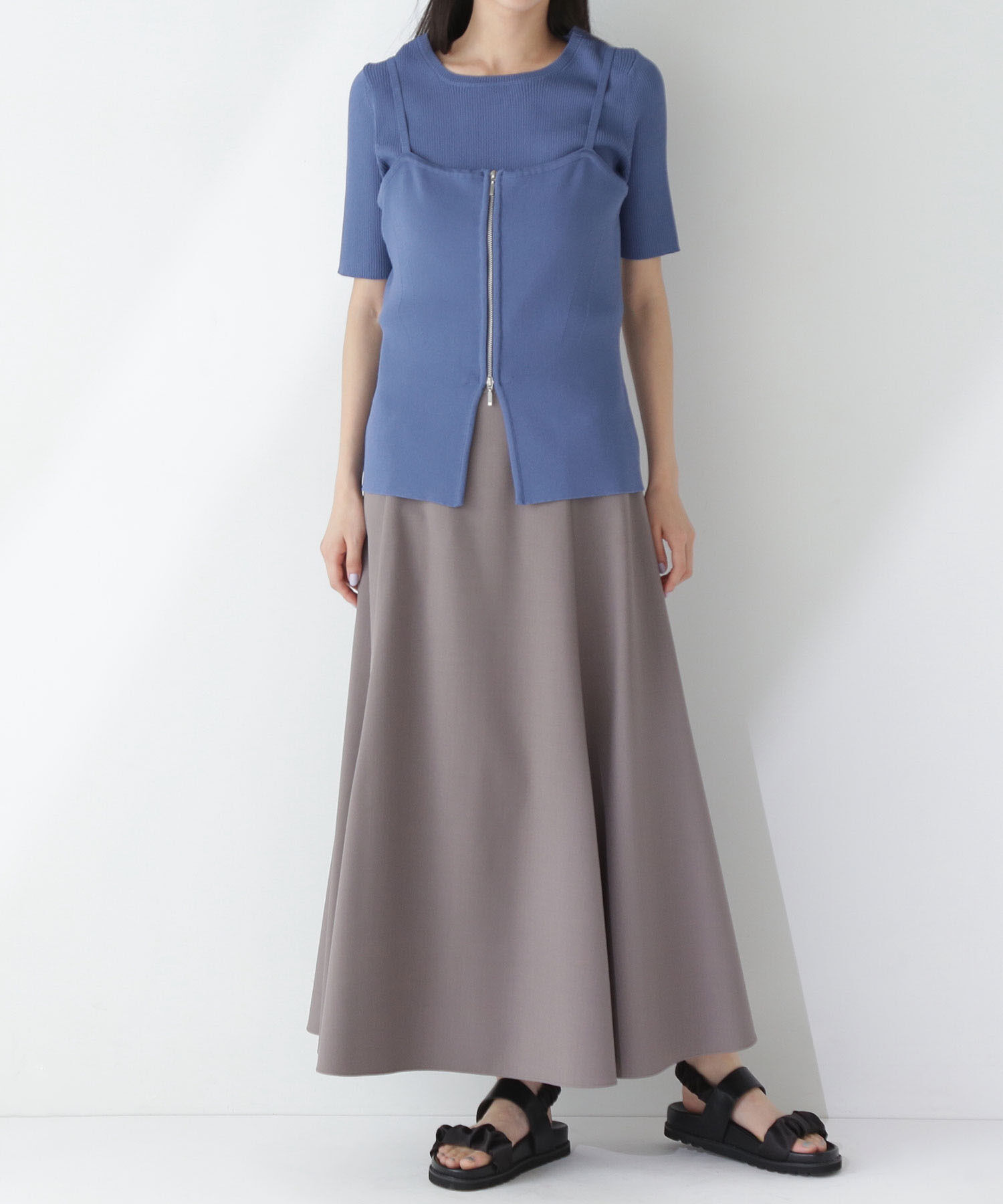  「リネンライクフレアマキシスカート」|スカート|