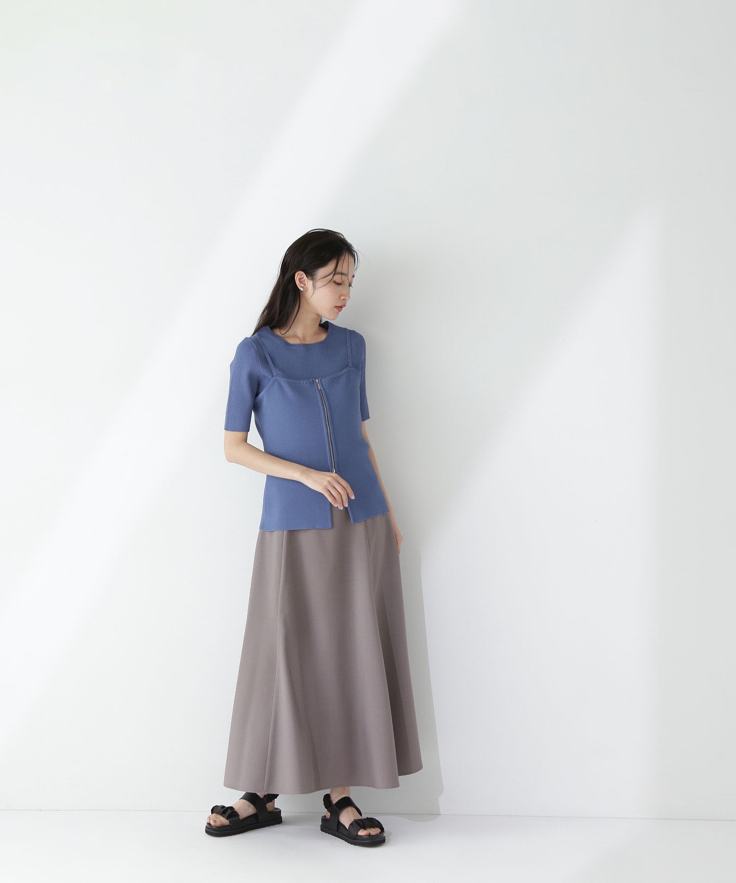  「リネンライクフレアマキシスカート」|スカート|