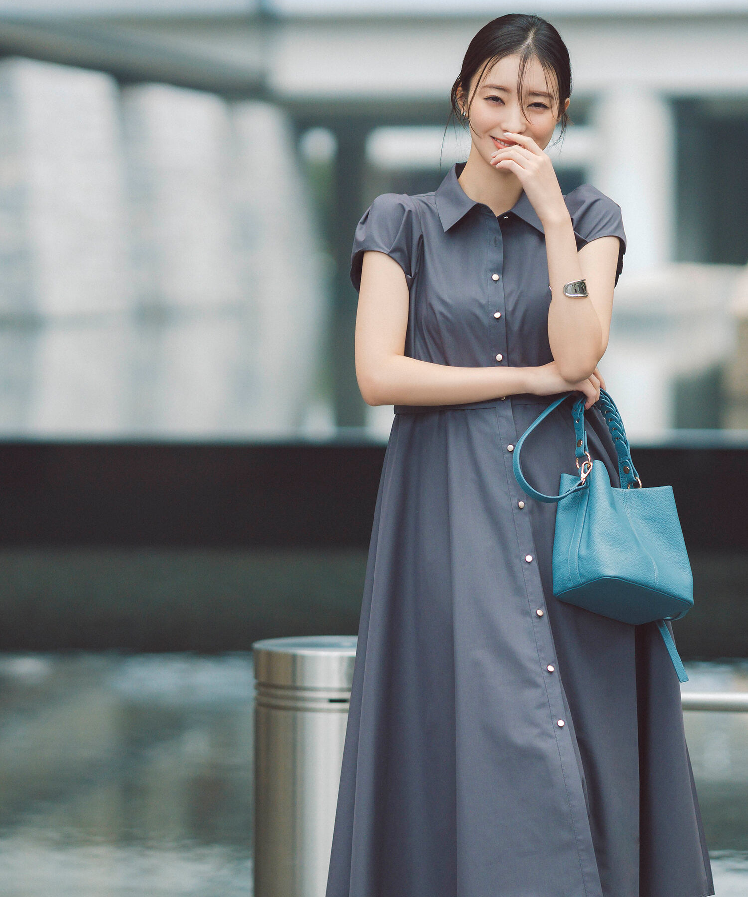  「タックパフシャツワンピース」|ワンピース|