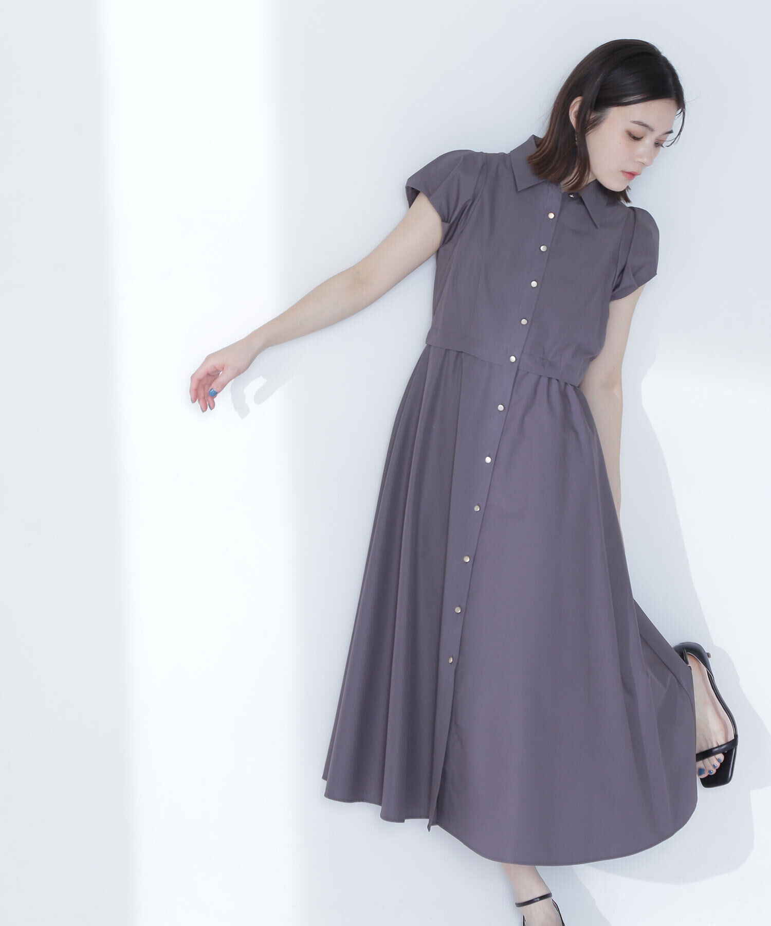  「タックパフシャツワンピース」|ワンピース|