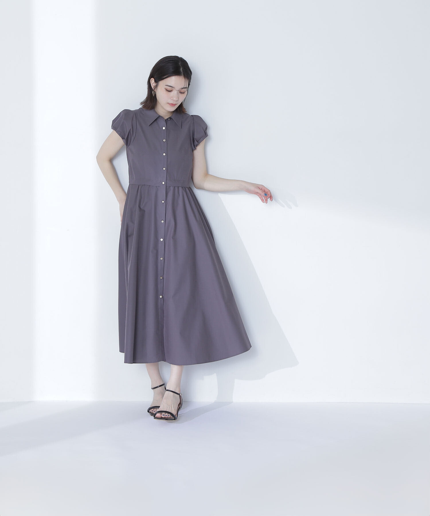  「タックパフシャツワンピース」|ワンピース|