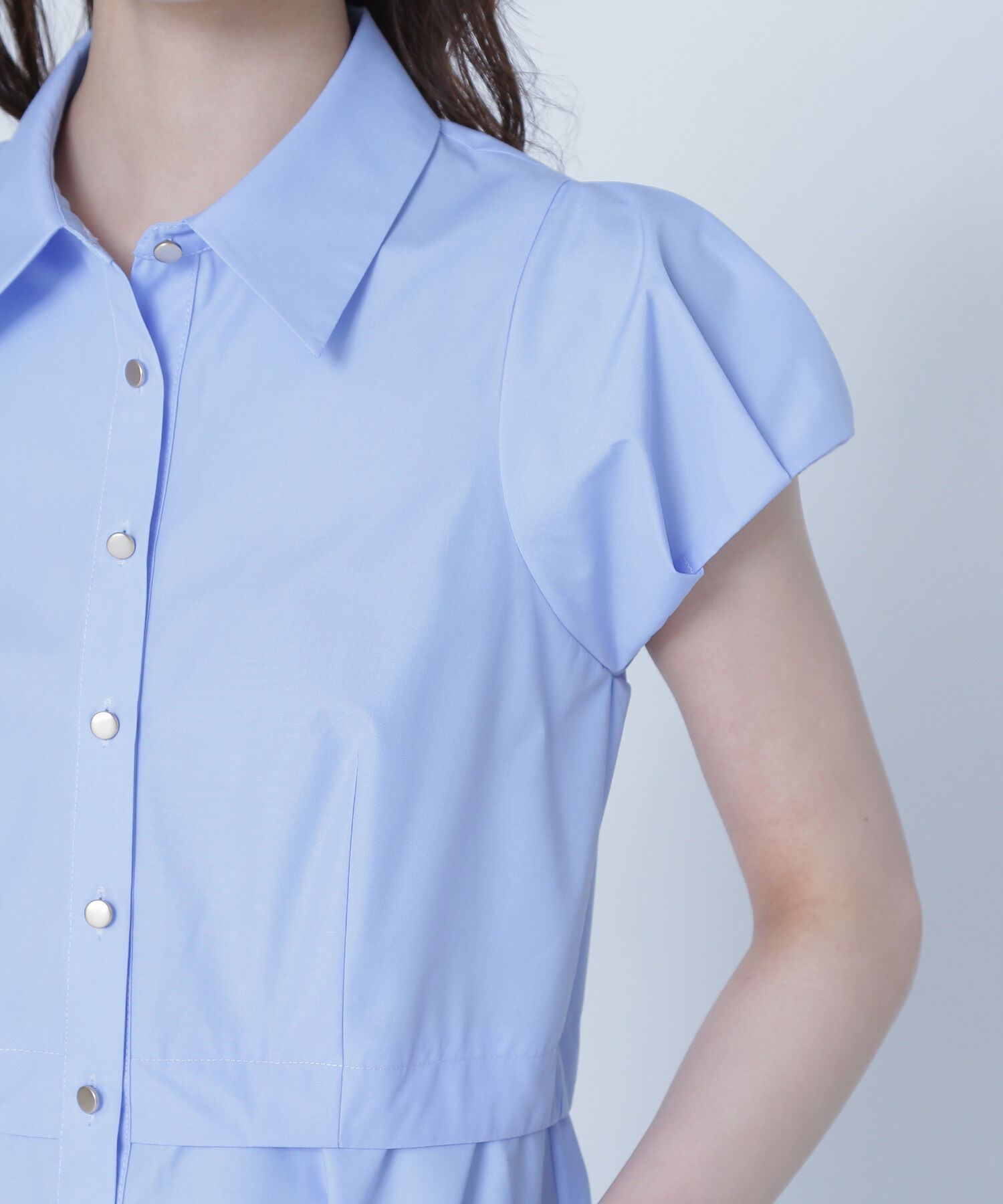  「タックパフシャツワンピース」|ワンピース|