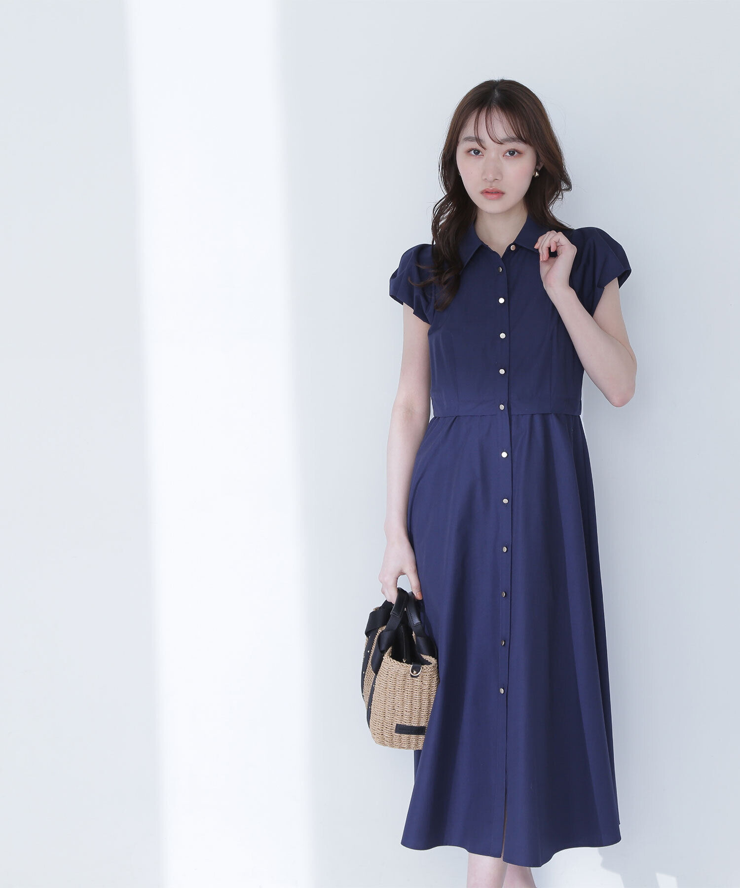  「タックパフシャツワンピース」|ワンピース|