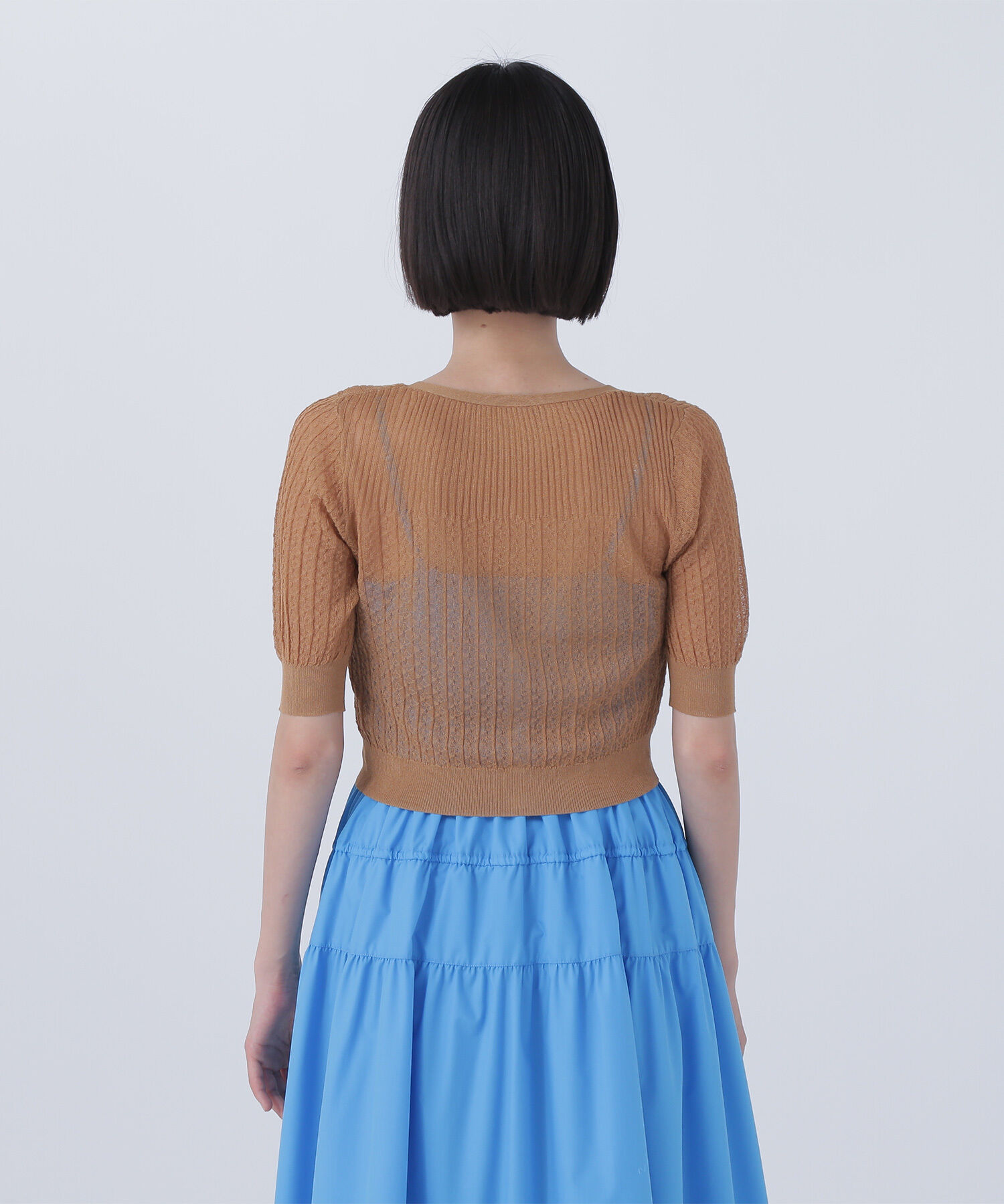  「柄編みリブショートカーディガン」|ニット・セーター|