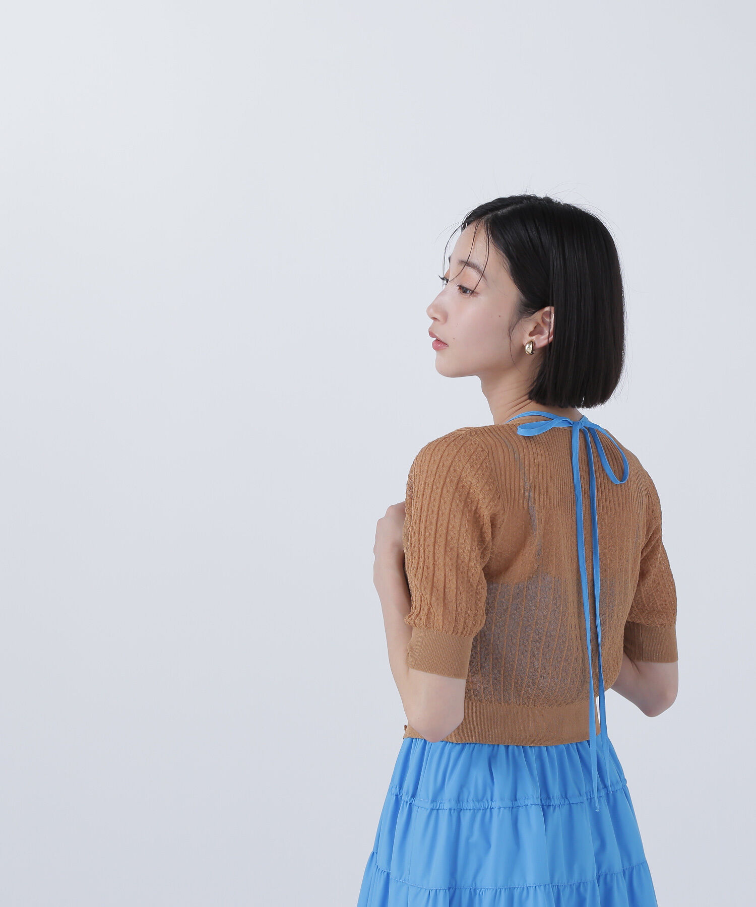  「柄編みリブショートカーディガン」|ニット・セーター|