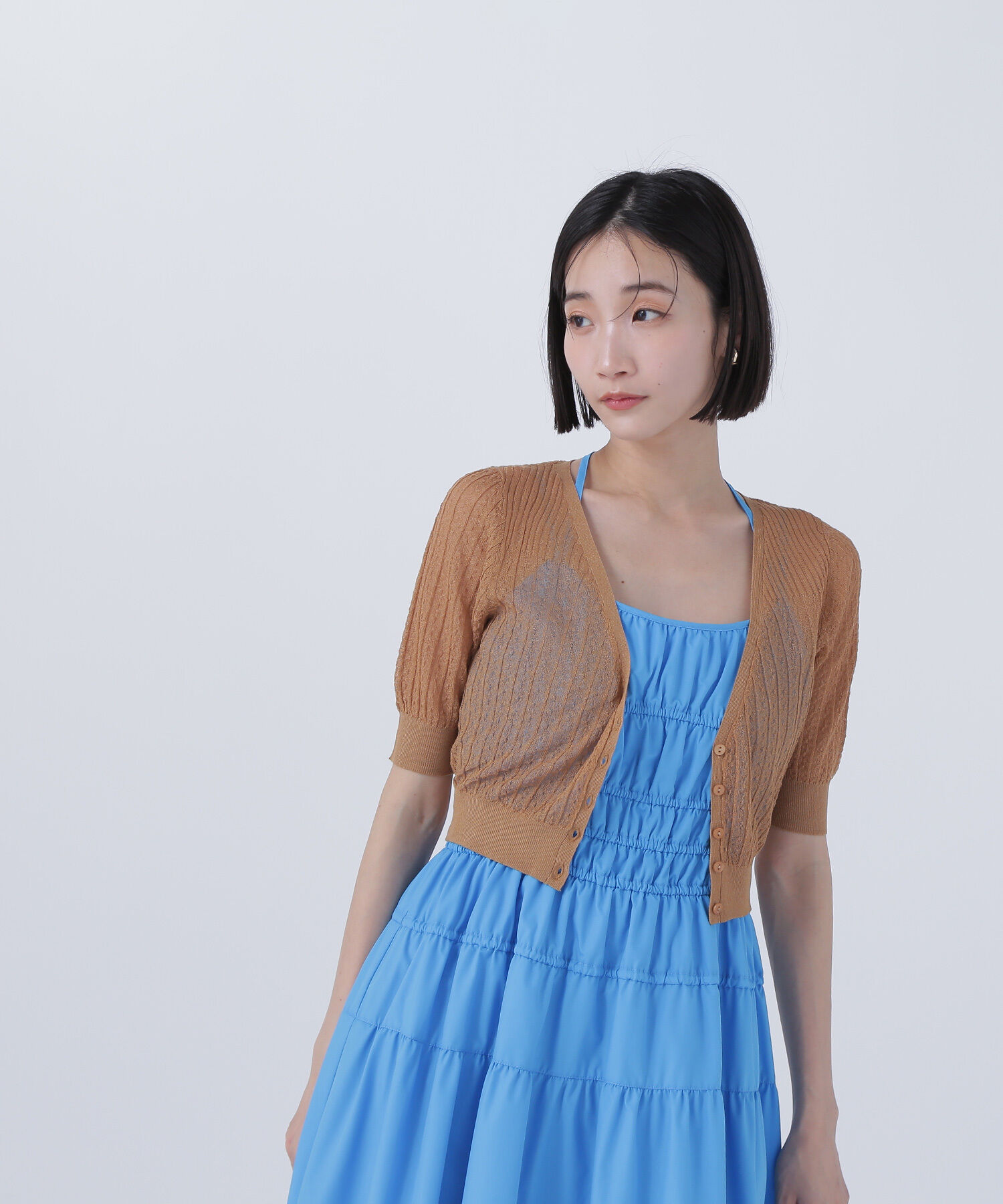  「柄編みリブショートカーディガン」|ニット・セーター|