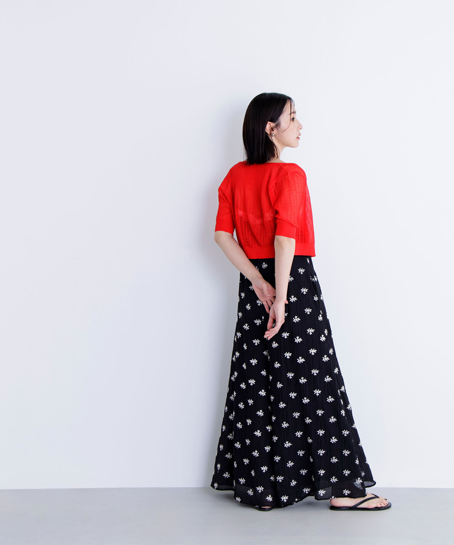  「柄編みリブショートカーディガン」|ニット・セーター|