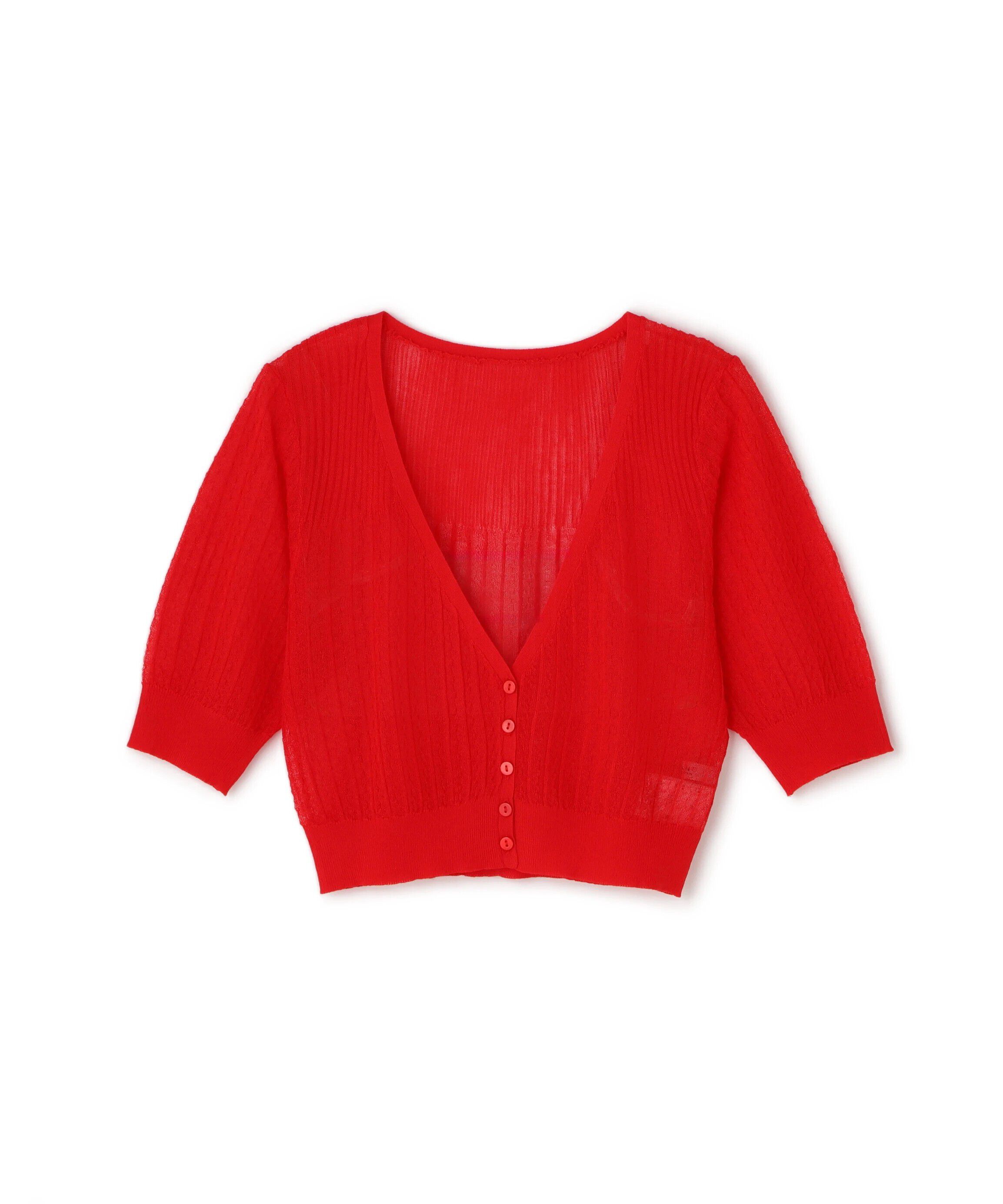  「柄編みリブショートカーディガン」|ニット・セーター|