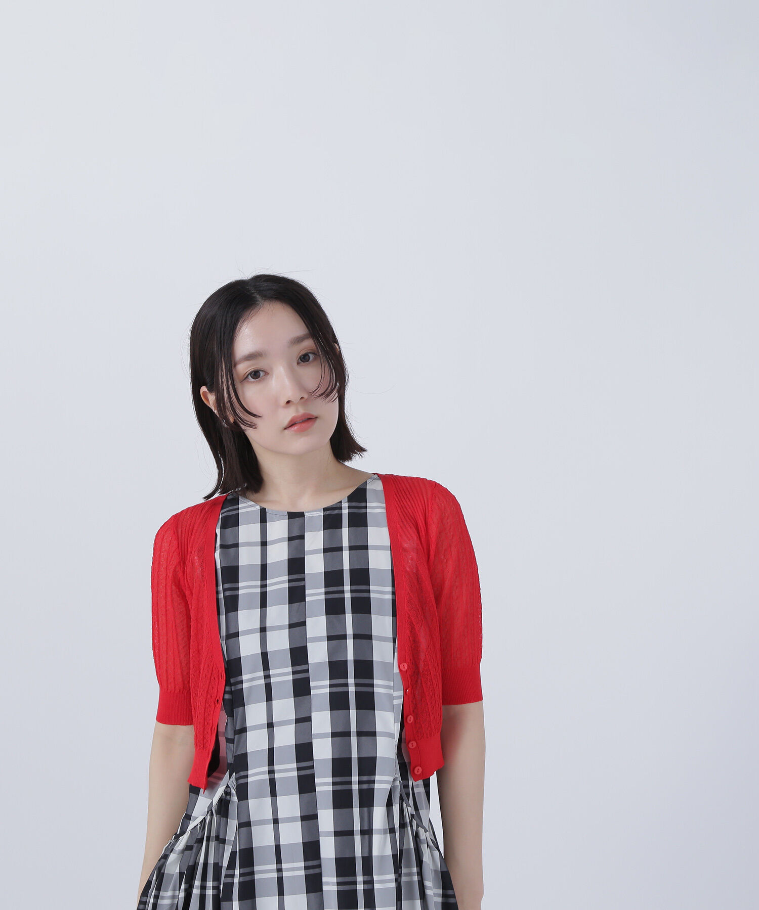  「柄編みリブショートカーディガン」|ニット・セーター|