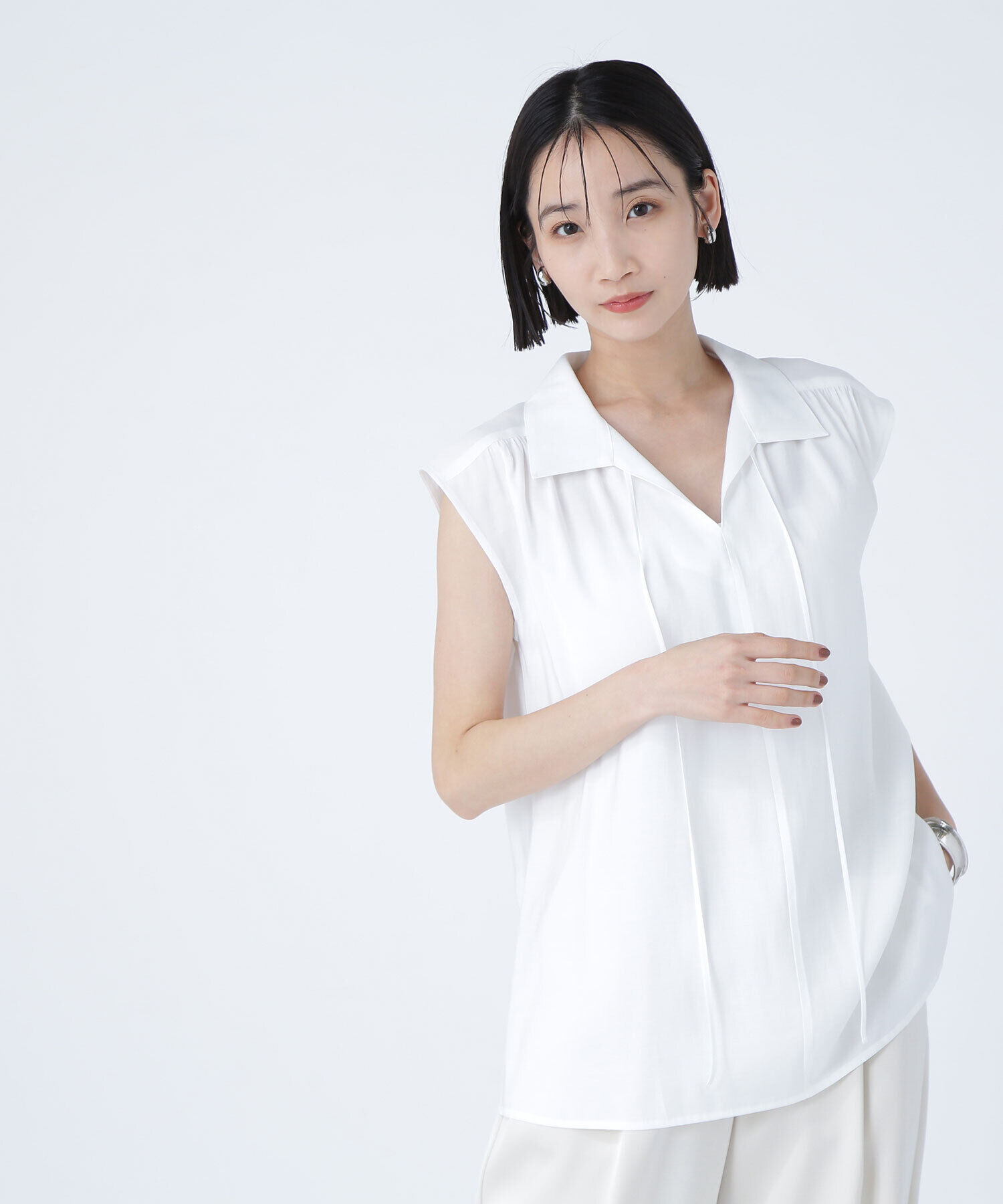  「ナローリボンスキッパーブラウス」|シャツ・ブラウス|オフ1