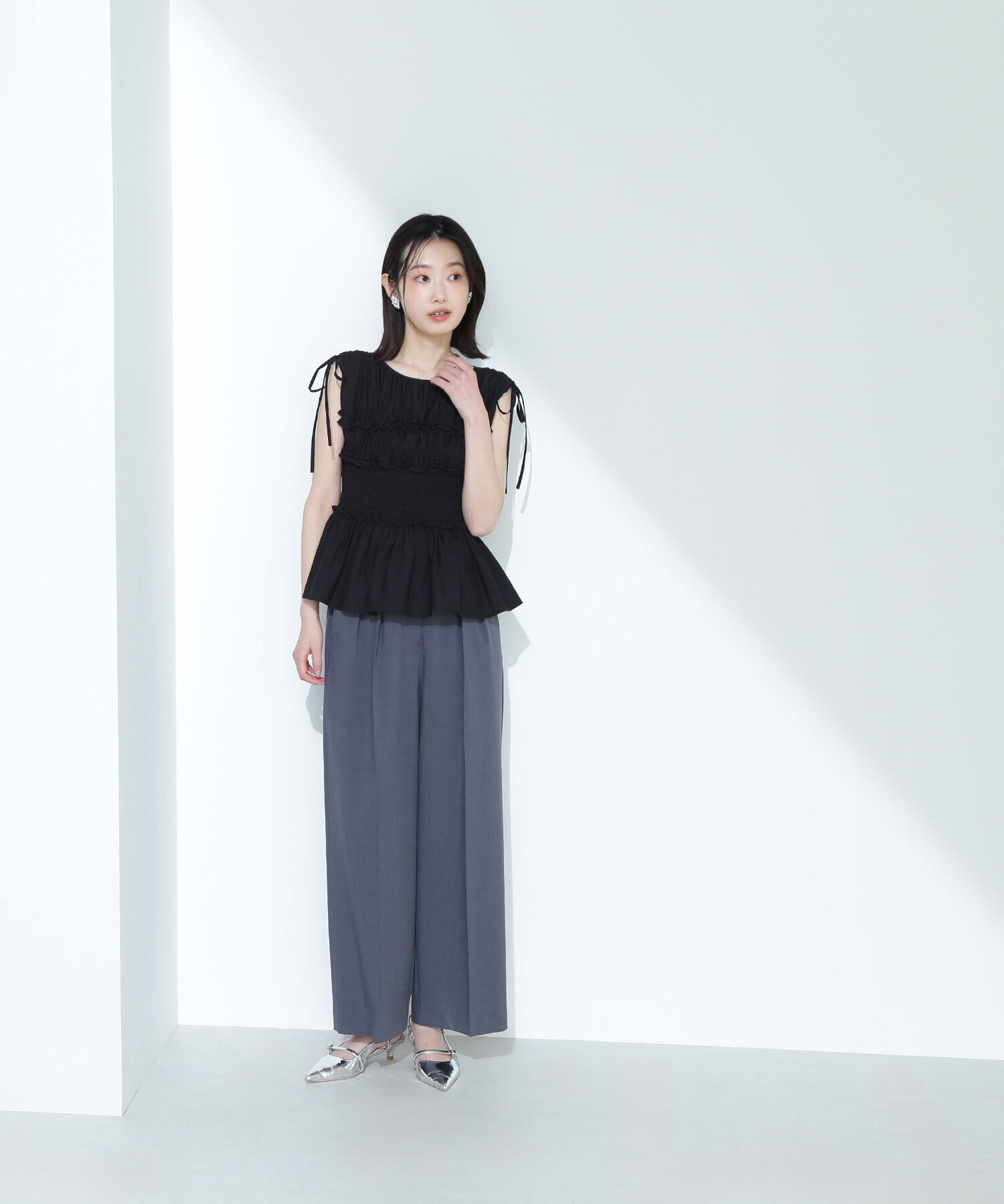  「シャーリングペプラムブラウス」|シャツ・ブラウス|