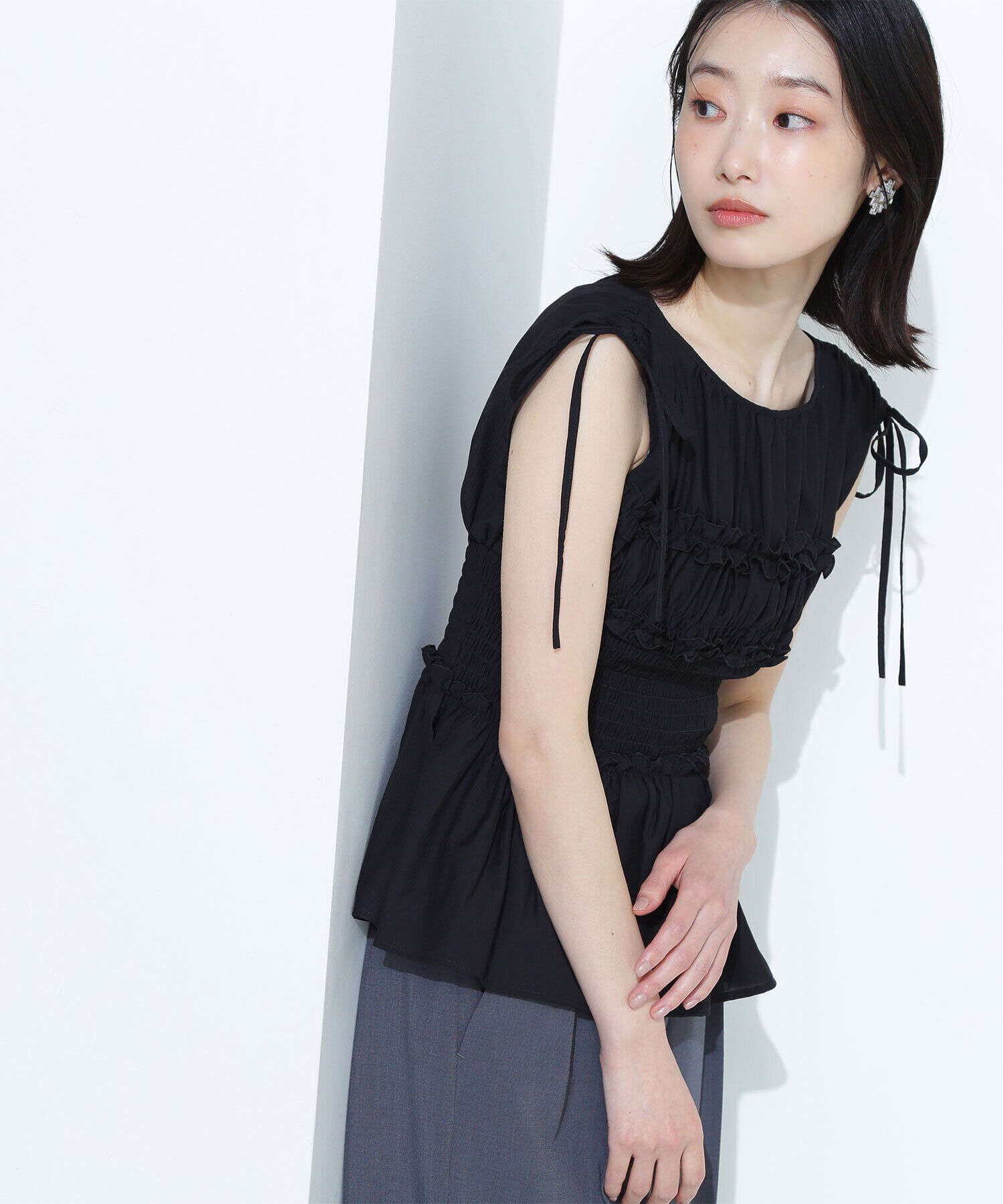  「シャーリングペプラムブラウス」|シャツ・ブラウス|