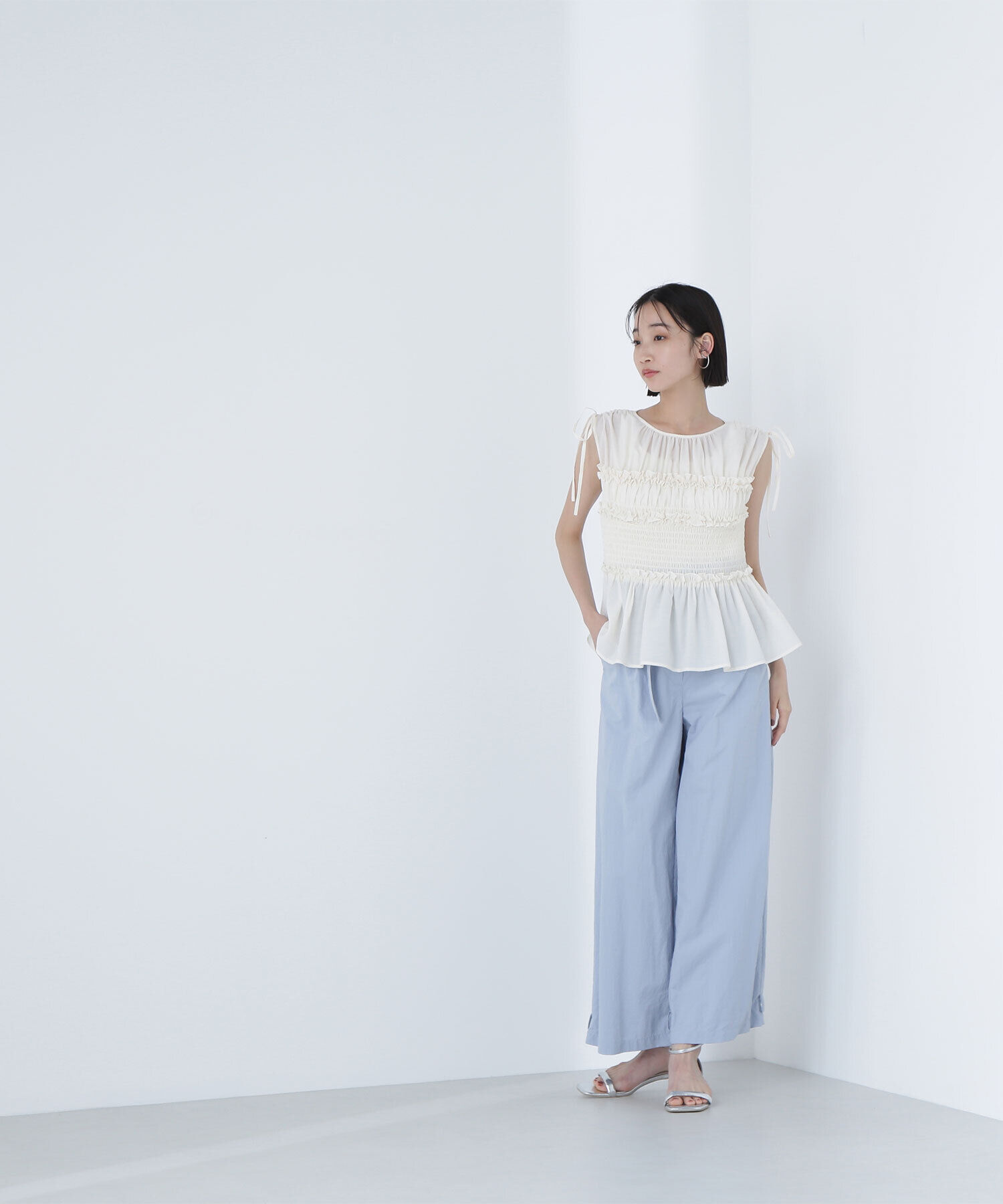  「シャーリングペプラムブラウス」|シャツ・ブラウス|