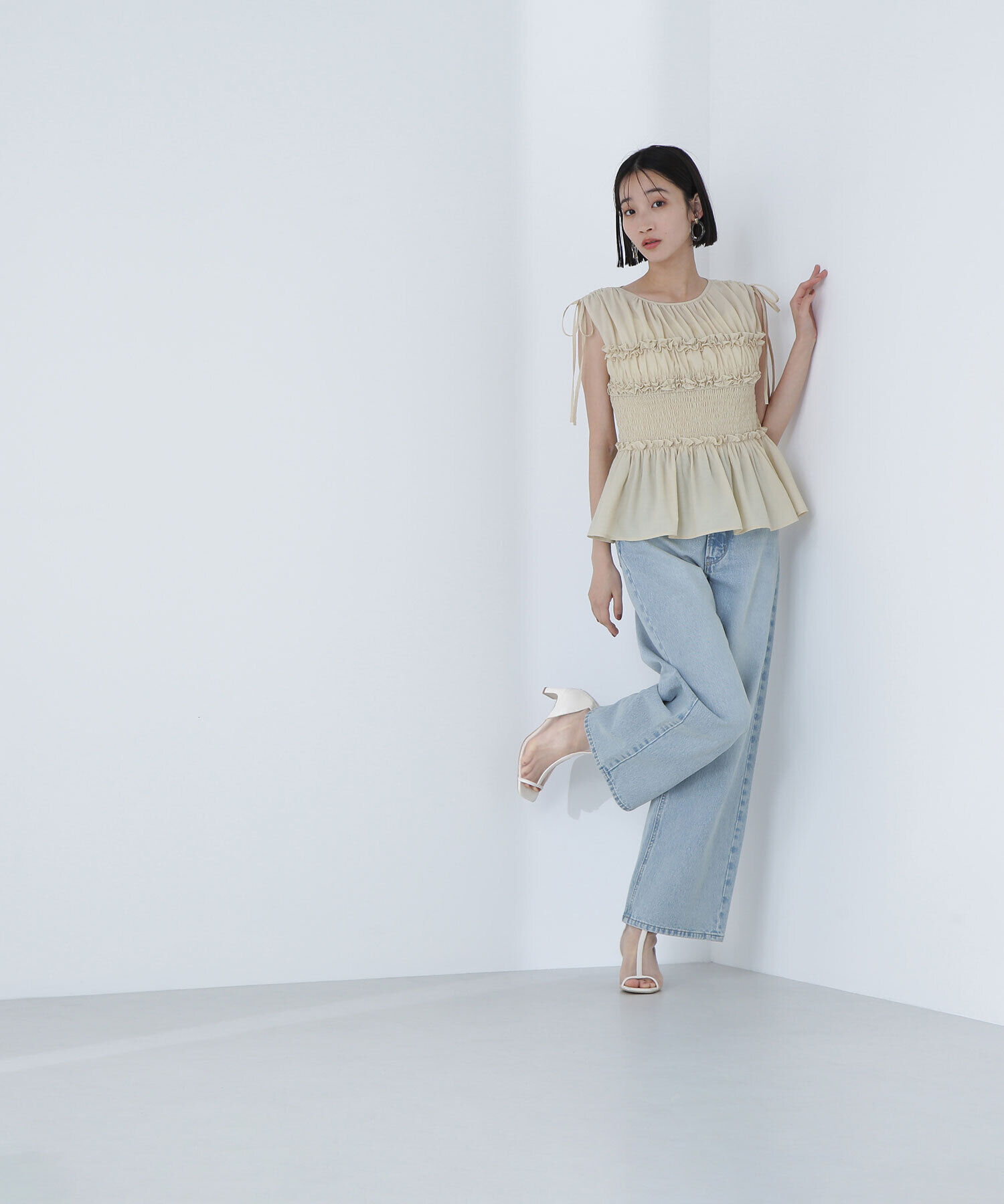  「シャーリングペプラムブラウス」|シャツ・ブラウス|