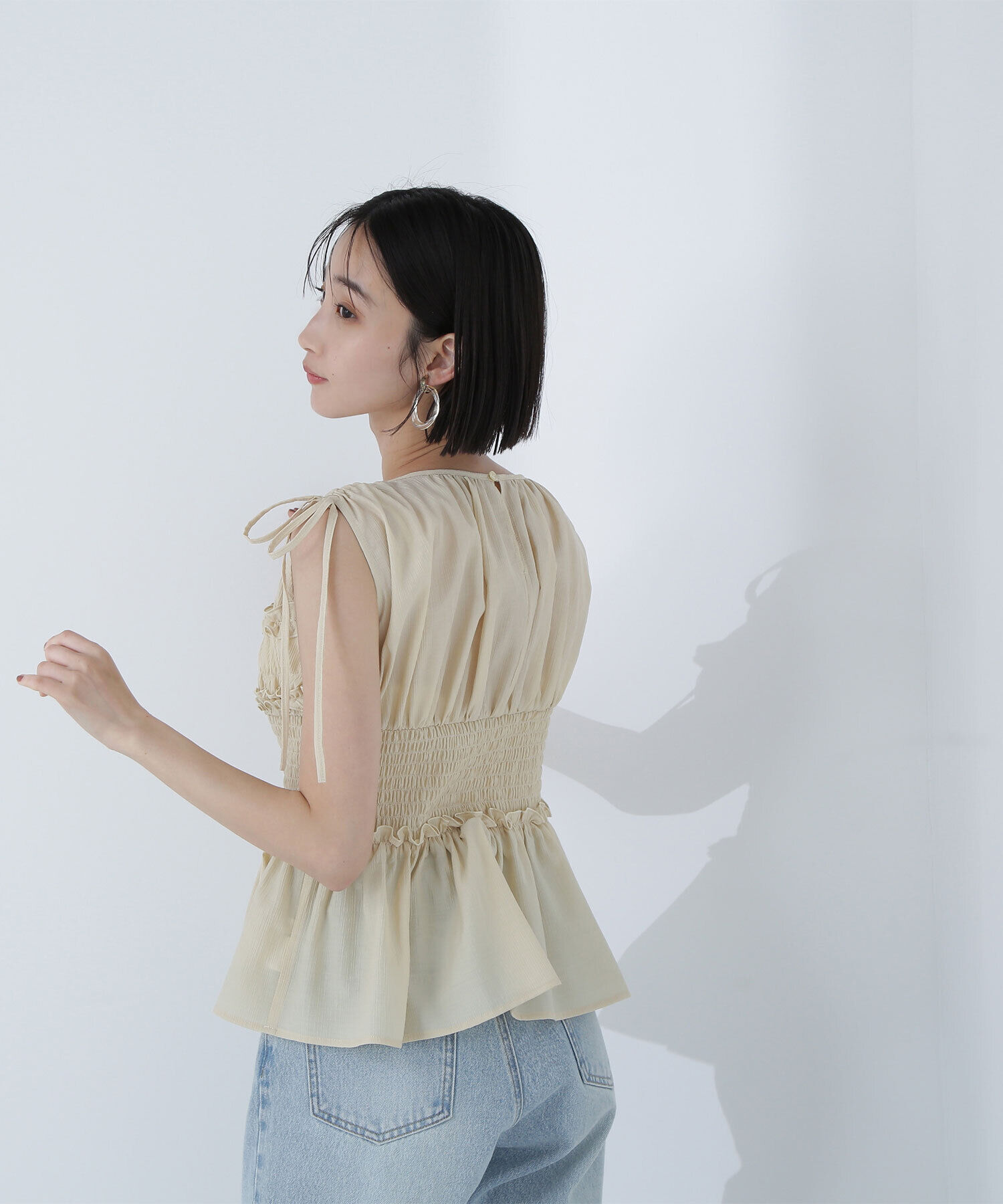  「シャーリングペプラムブラウス」|シャツ・ブラウス|