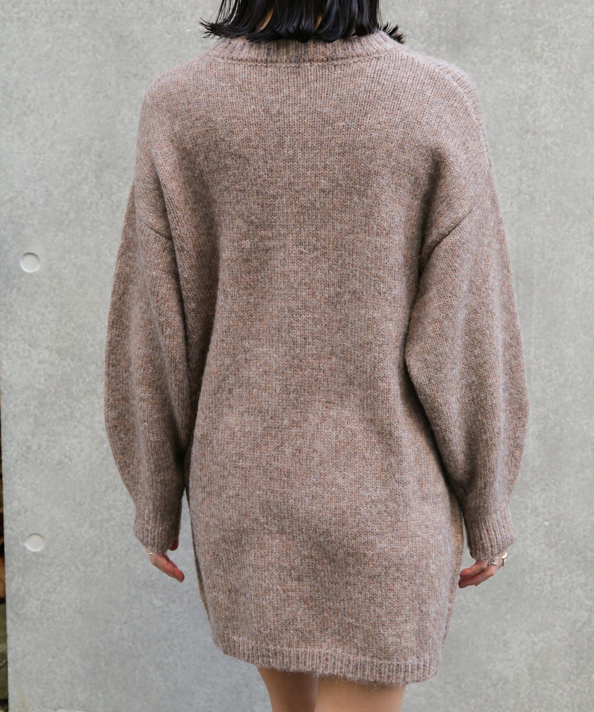  「杢ストレッチクルーネックミニニットワンピース」|ワンピース|