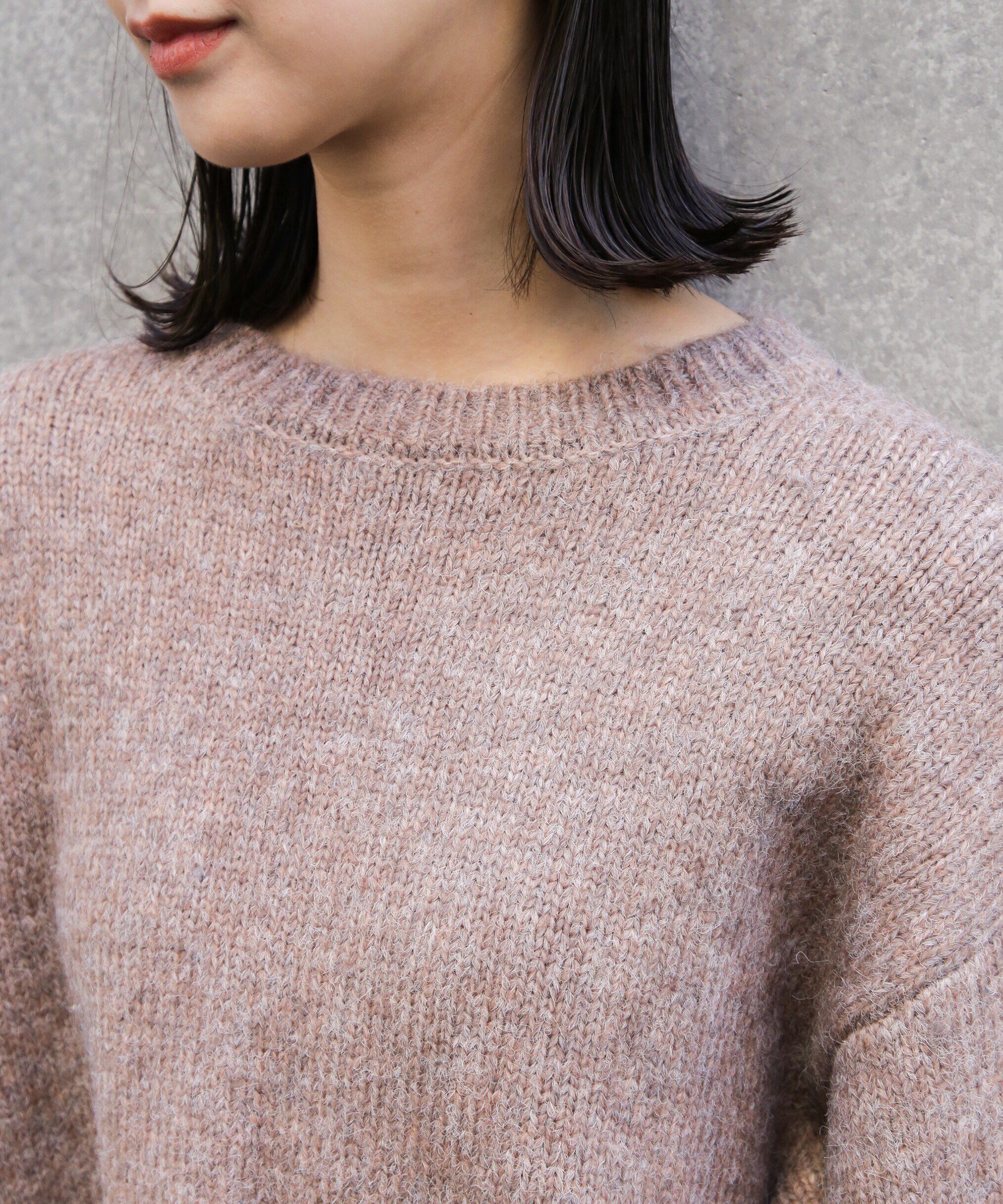  「杢ストレッチクルーネックミニニットワンピース」|ワンピース|