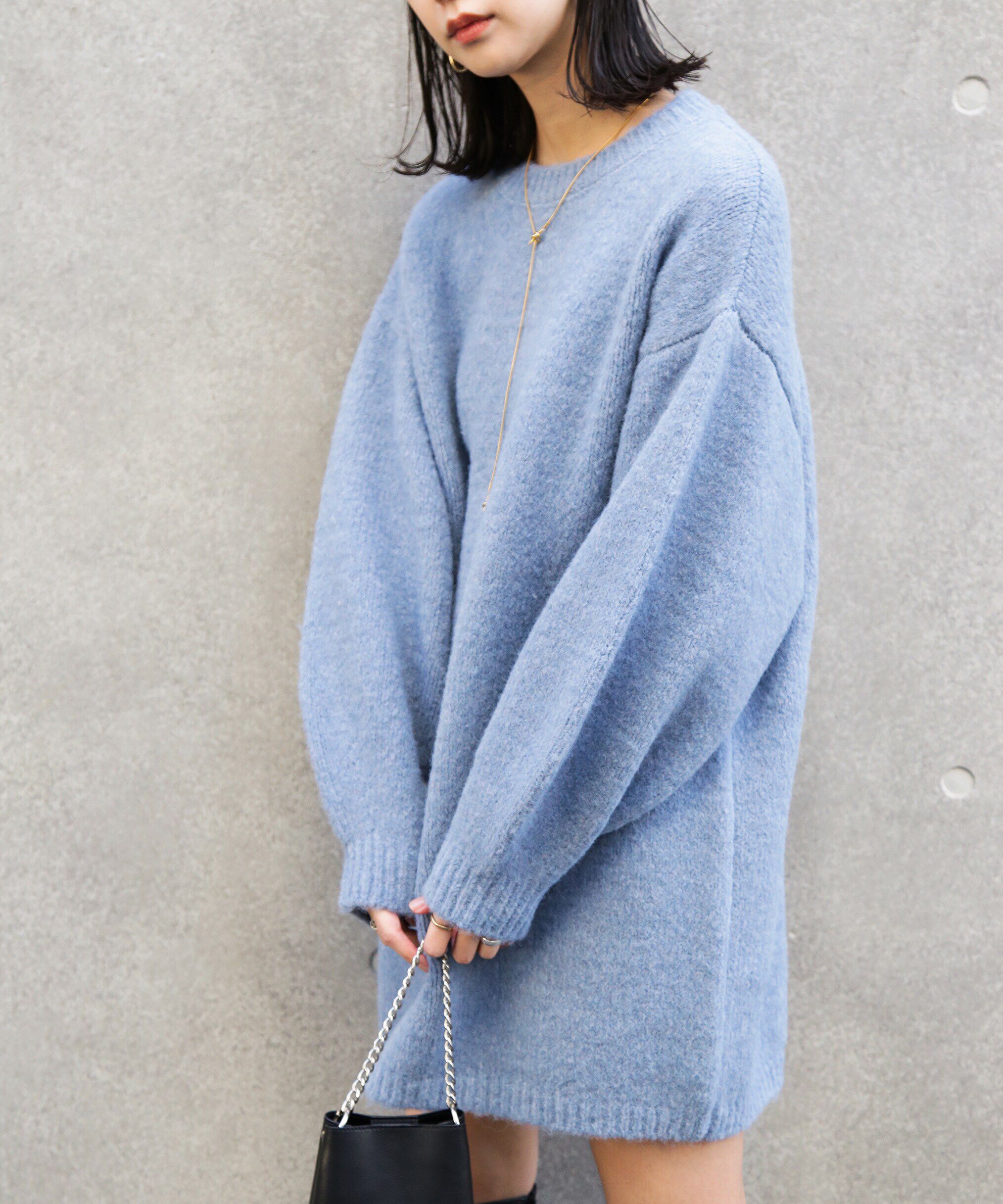  「杢ストレッチクルーネックミニニットワンピース」|ワンピース|