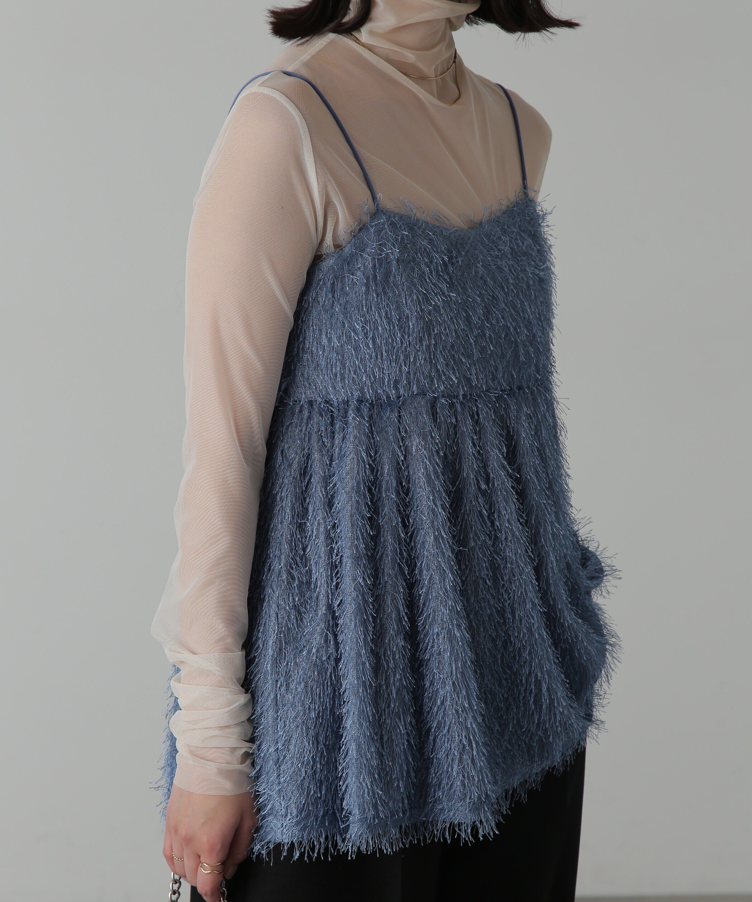  「前後2Wayシャギービスチェ」|シャツ・ブラウス|ライトブルー