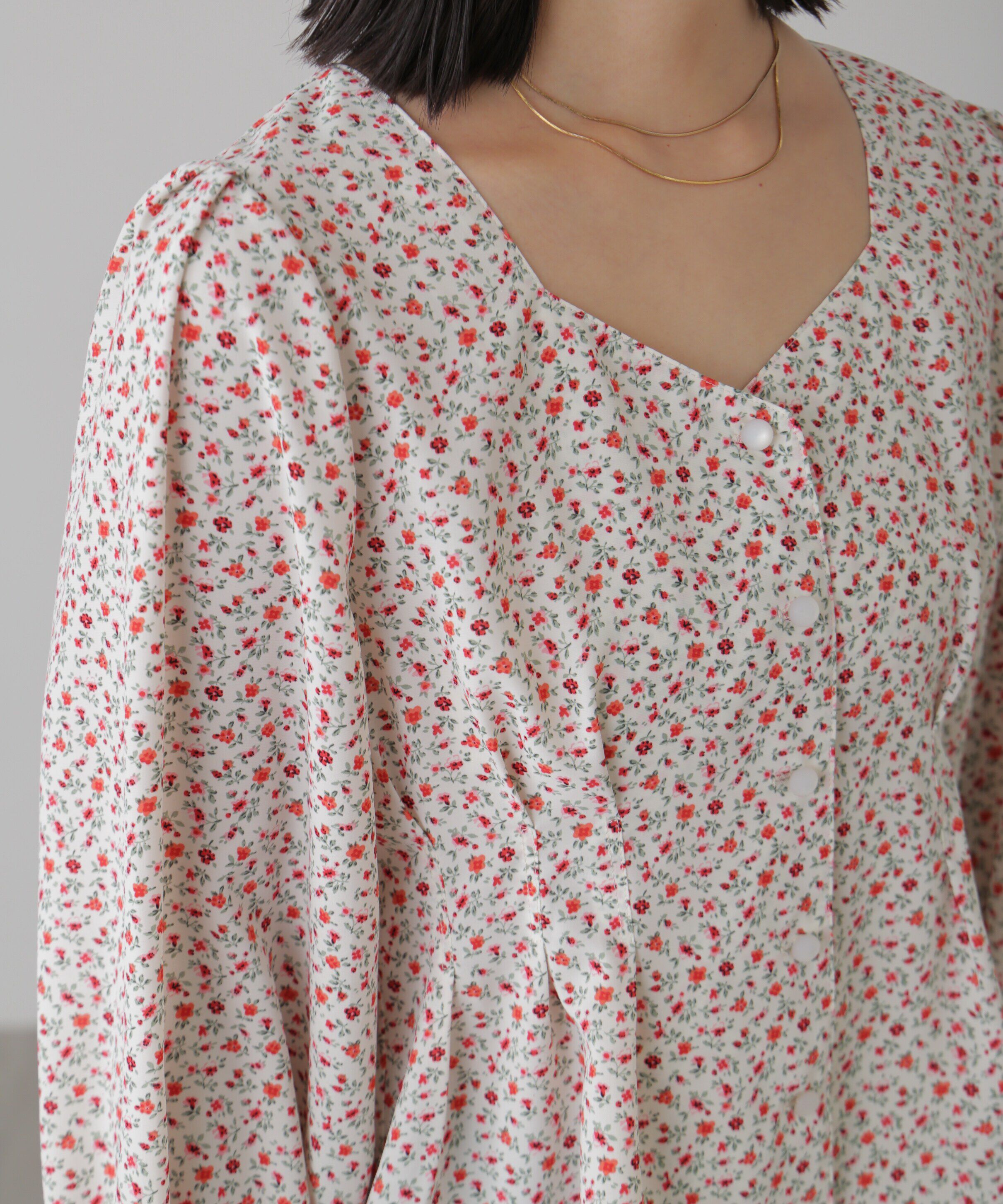  「ウエストタック花柄ブラウス」|シャツ・ブラウス|