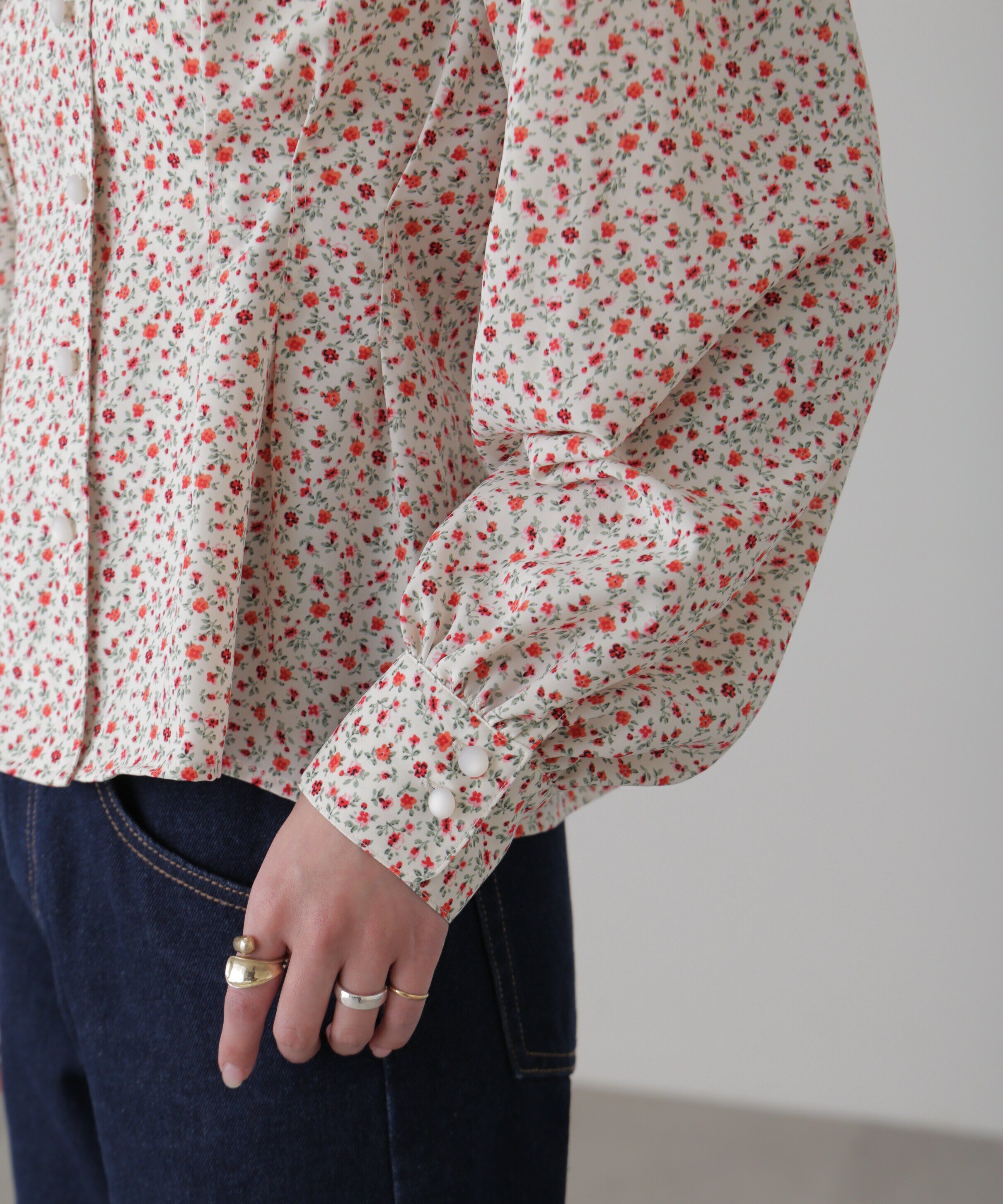  「ウエストタック花柄ブラウス」|シャツ・ブラウス|