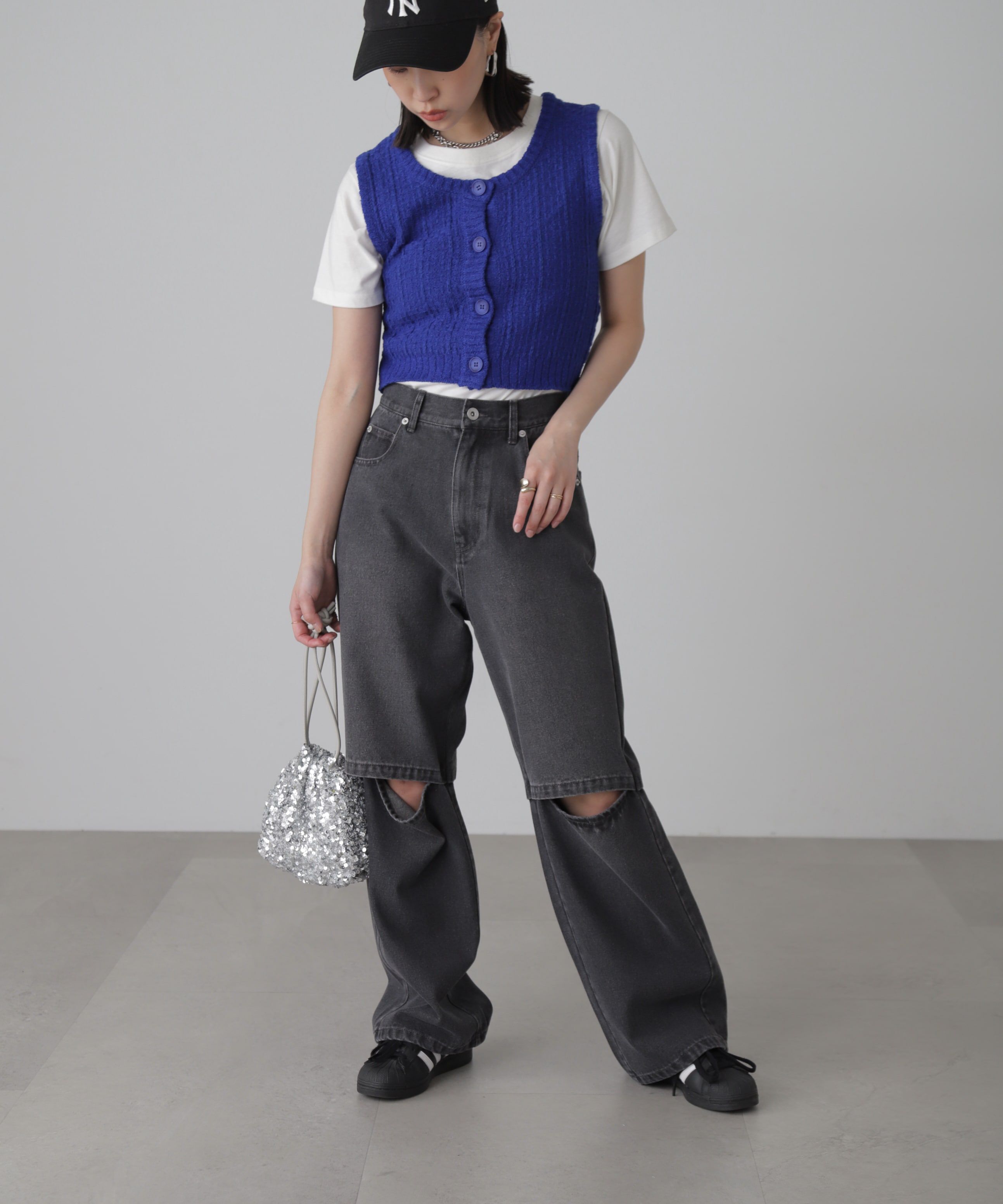  「[低身長サイズ/Sシリーズ]ニーオープンストレートデニムパンツ」|その他|