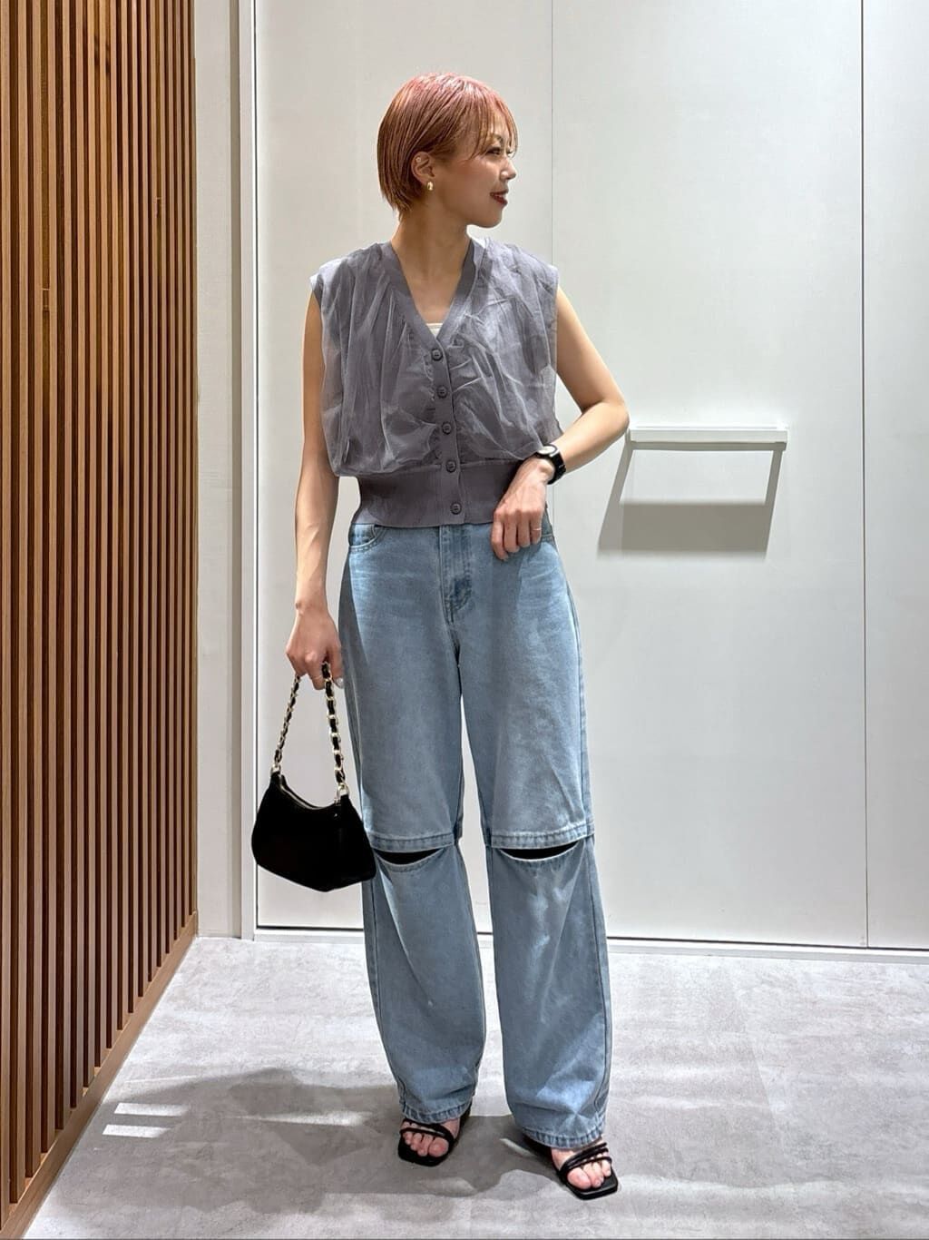  「[低身長サイズ/Sシリーズ]ニーオープンストレートデニムパンツ」|その他|