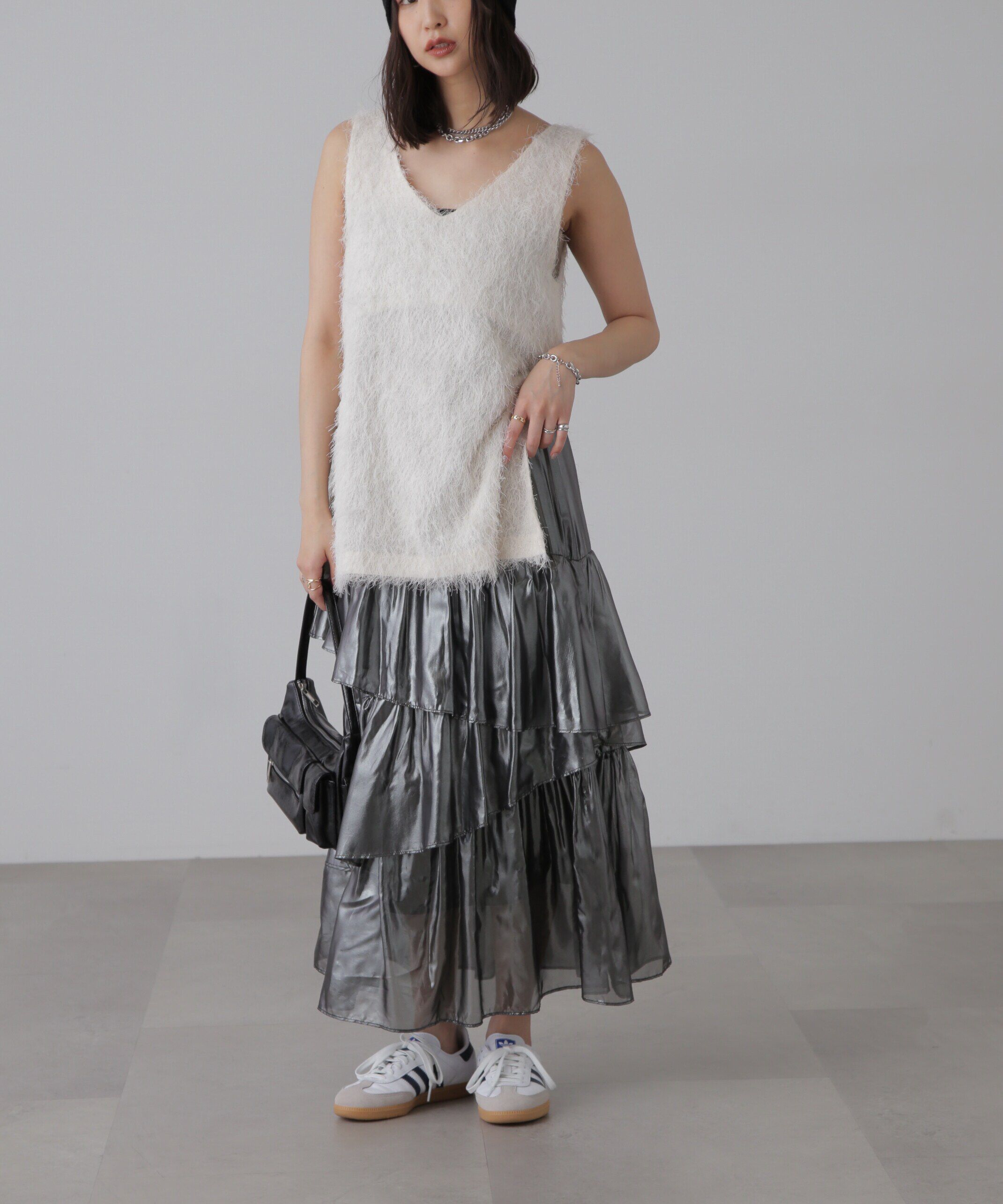  「シャイニーランダムティアードスカート」|スカート|