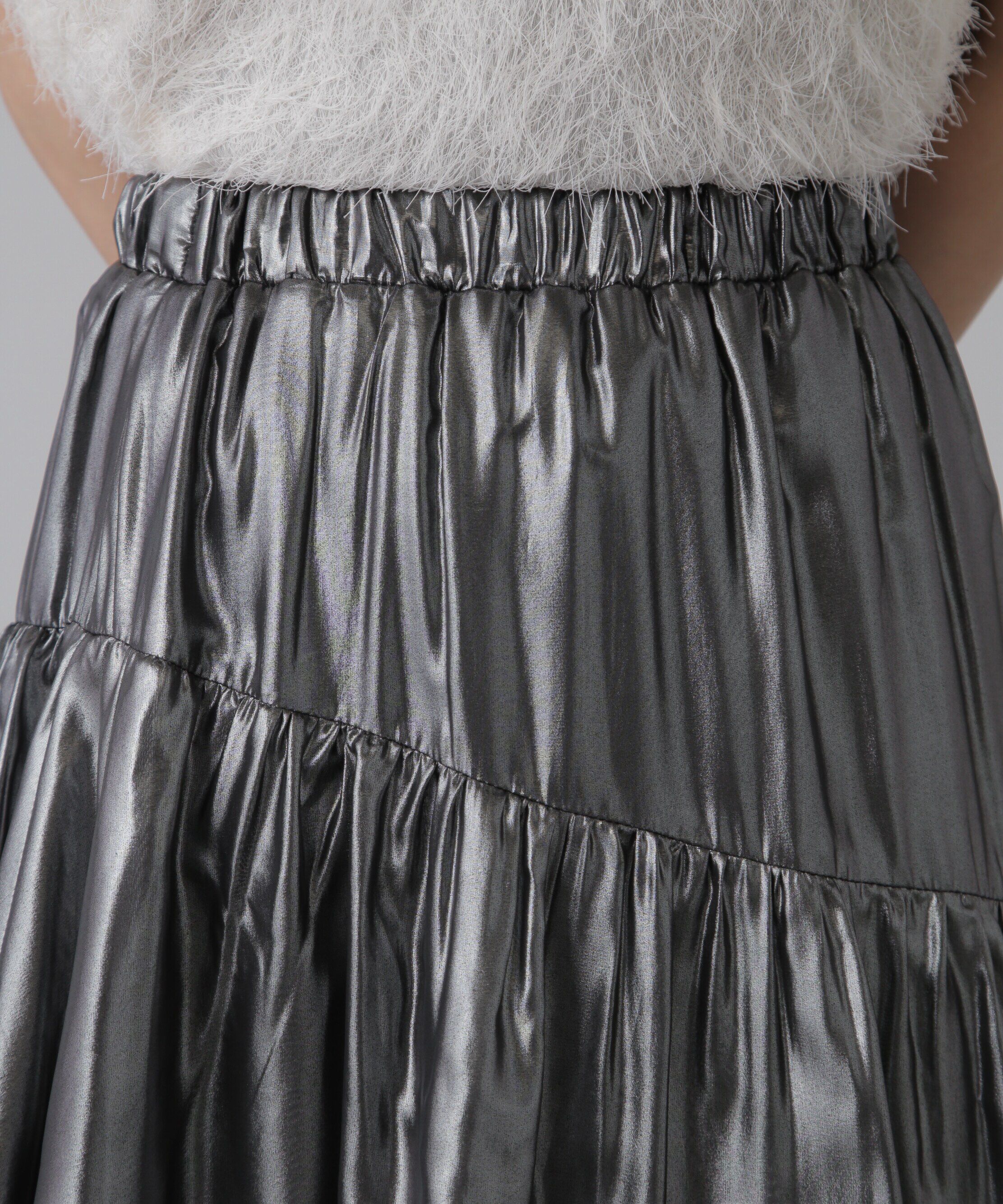  「シャイニーランダムティアードスカート」|スカート|