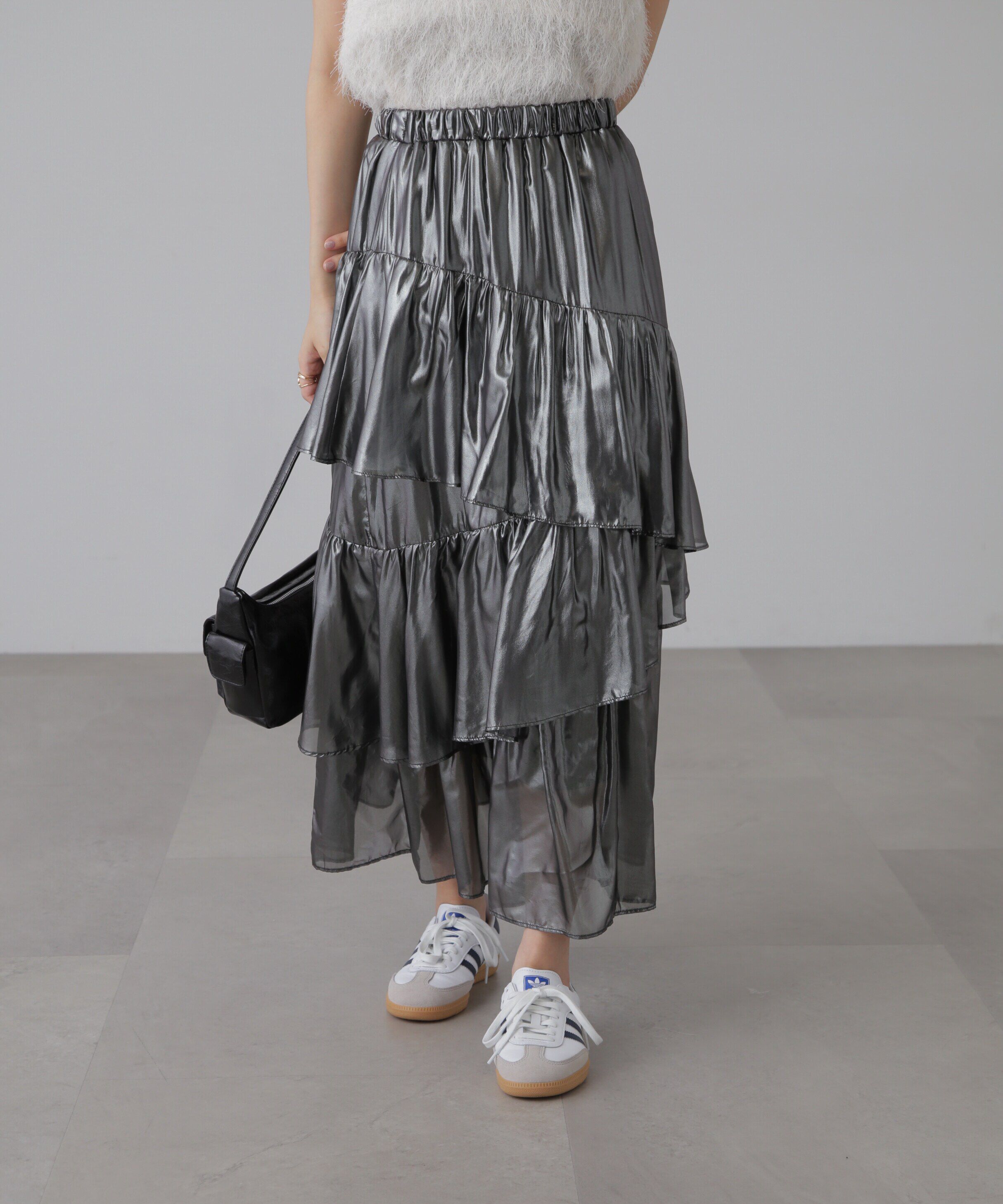  「シャイニーランダムティアードスカート」|スカート|