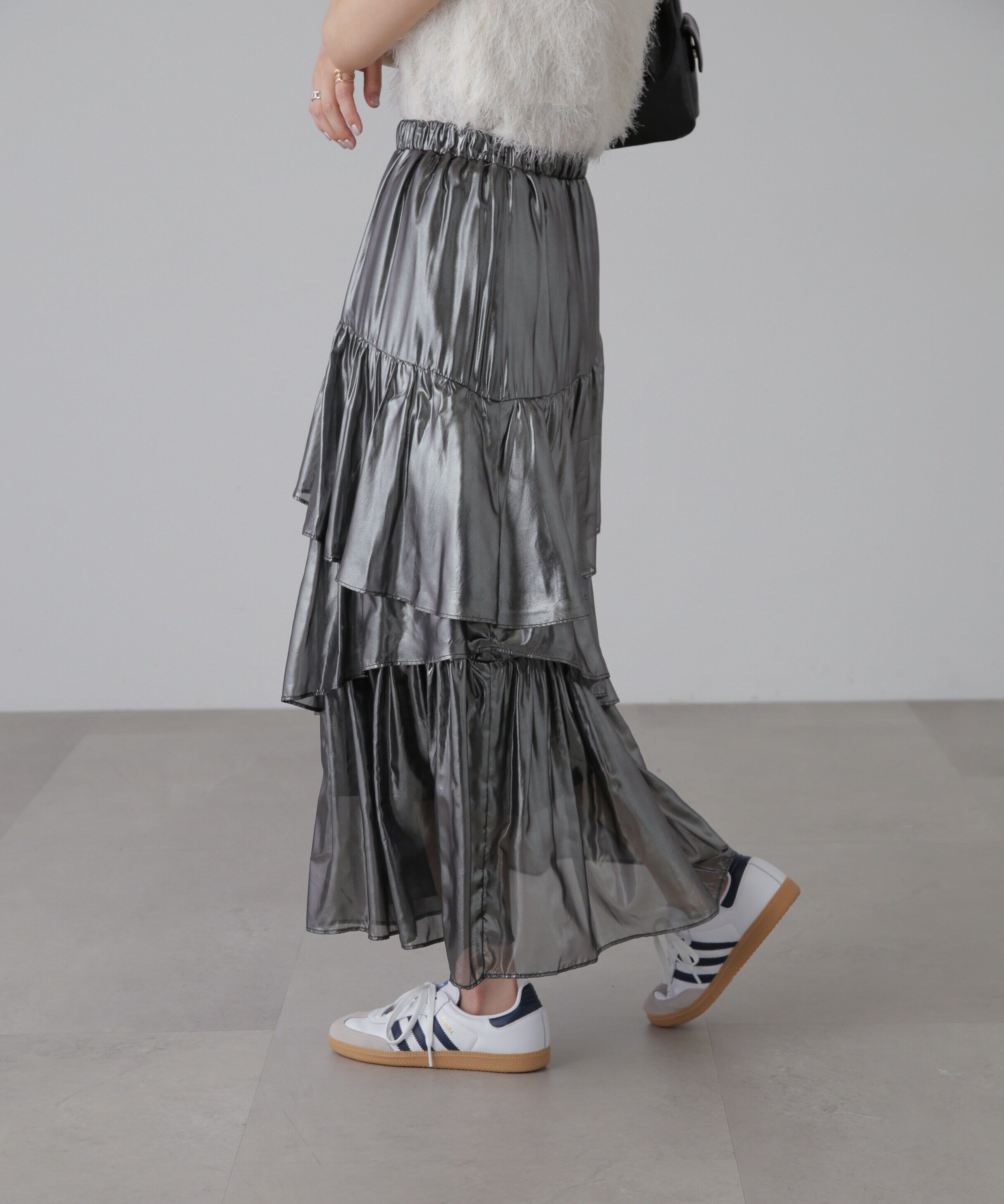  「シャイニーランダムティアードスカート」|スカート|