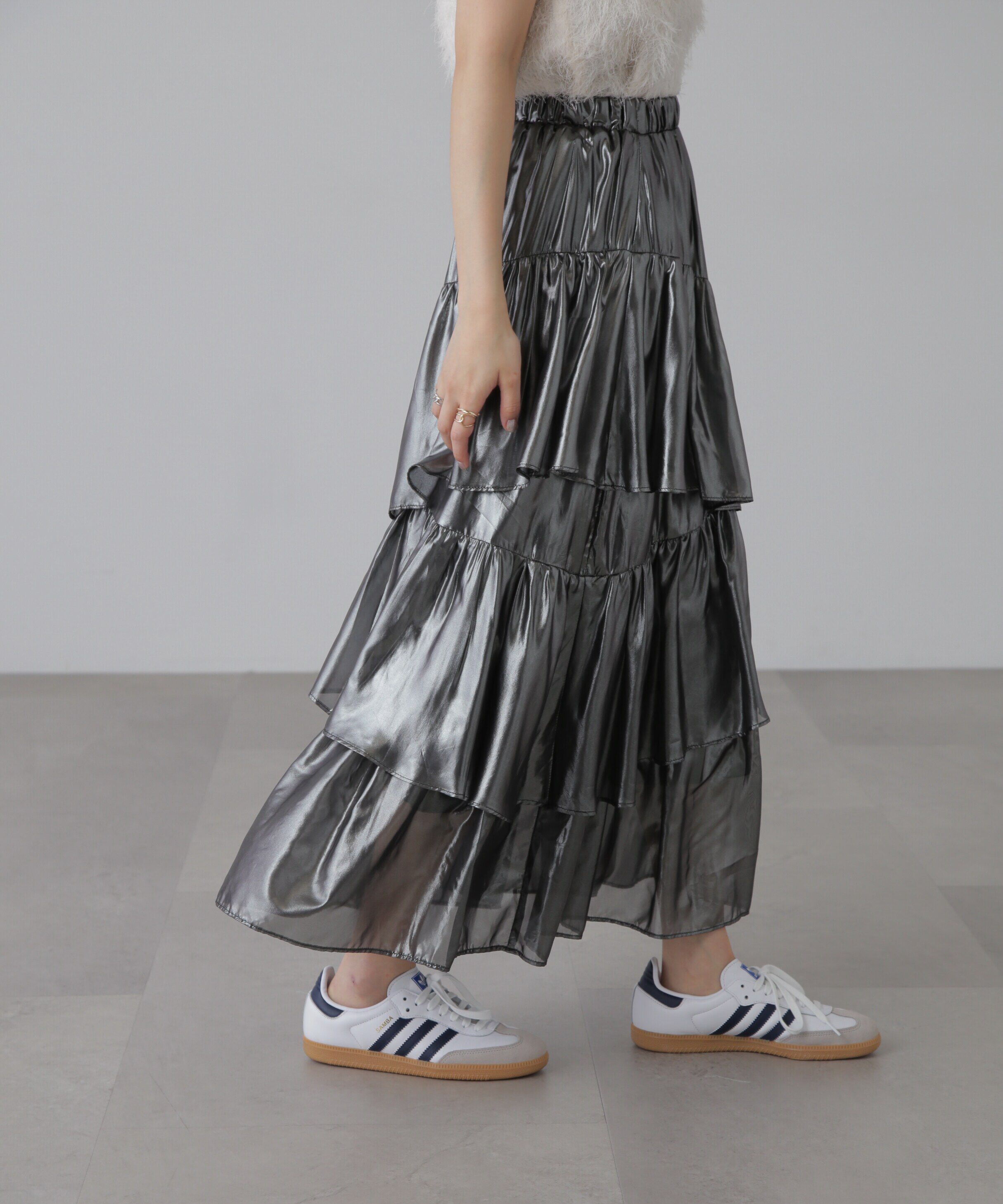  「シャイニーランダムティアードスカート」|スカート|