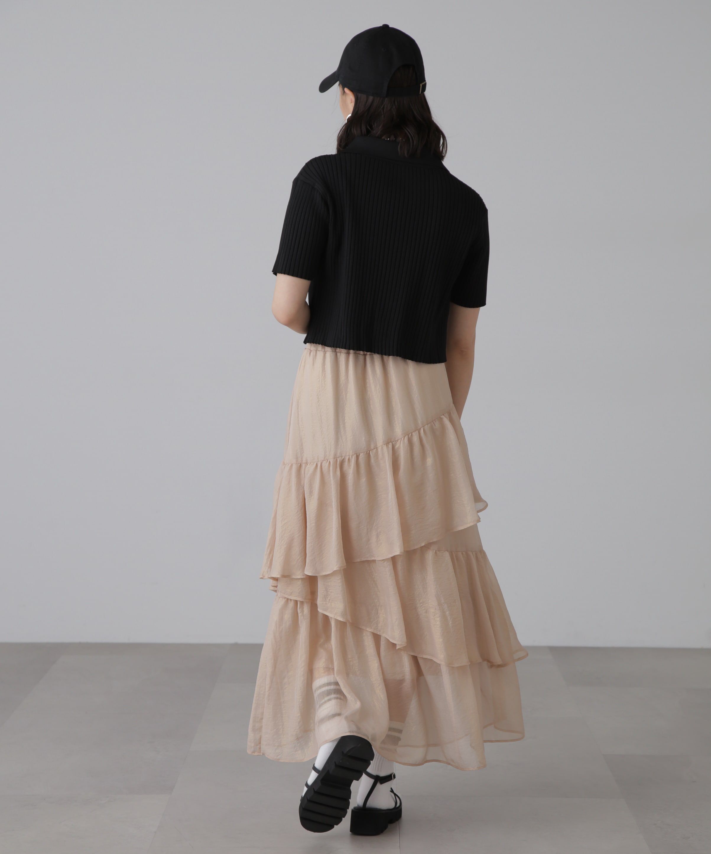 「シャイニーランダムティアードスカート」|スカート|
