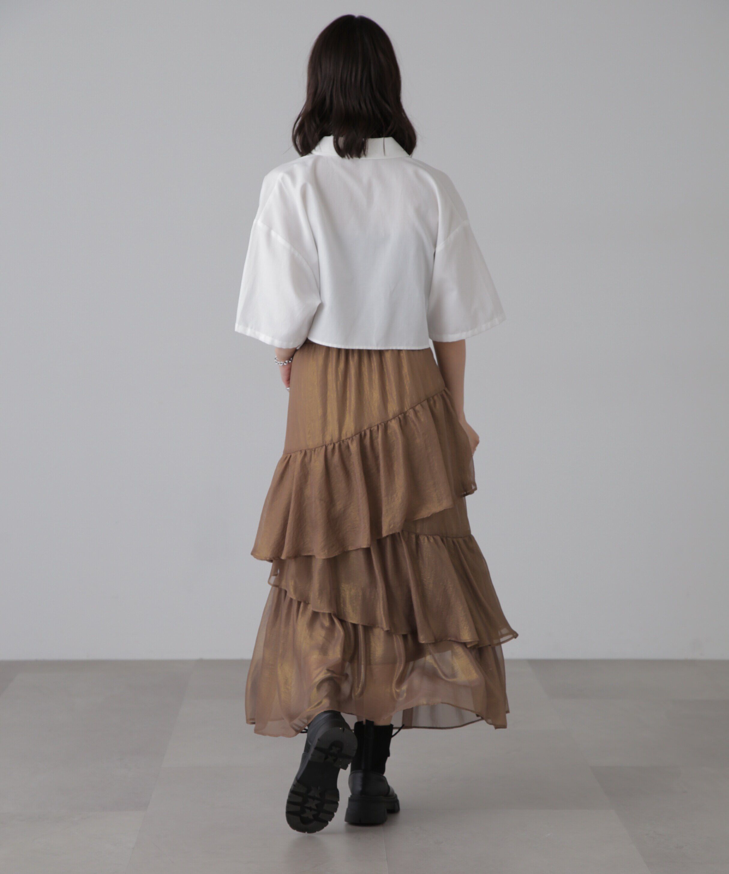  「シャイニーランダムティアードスカート」|スカート|