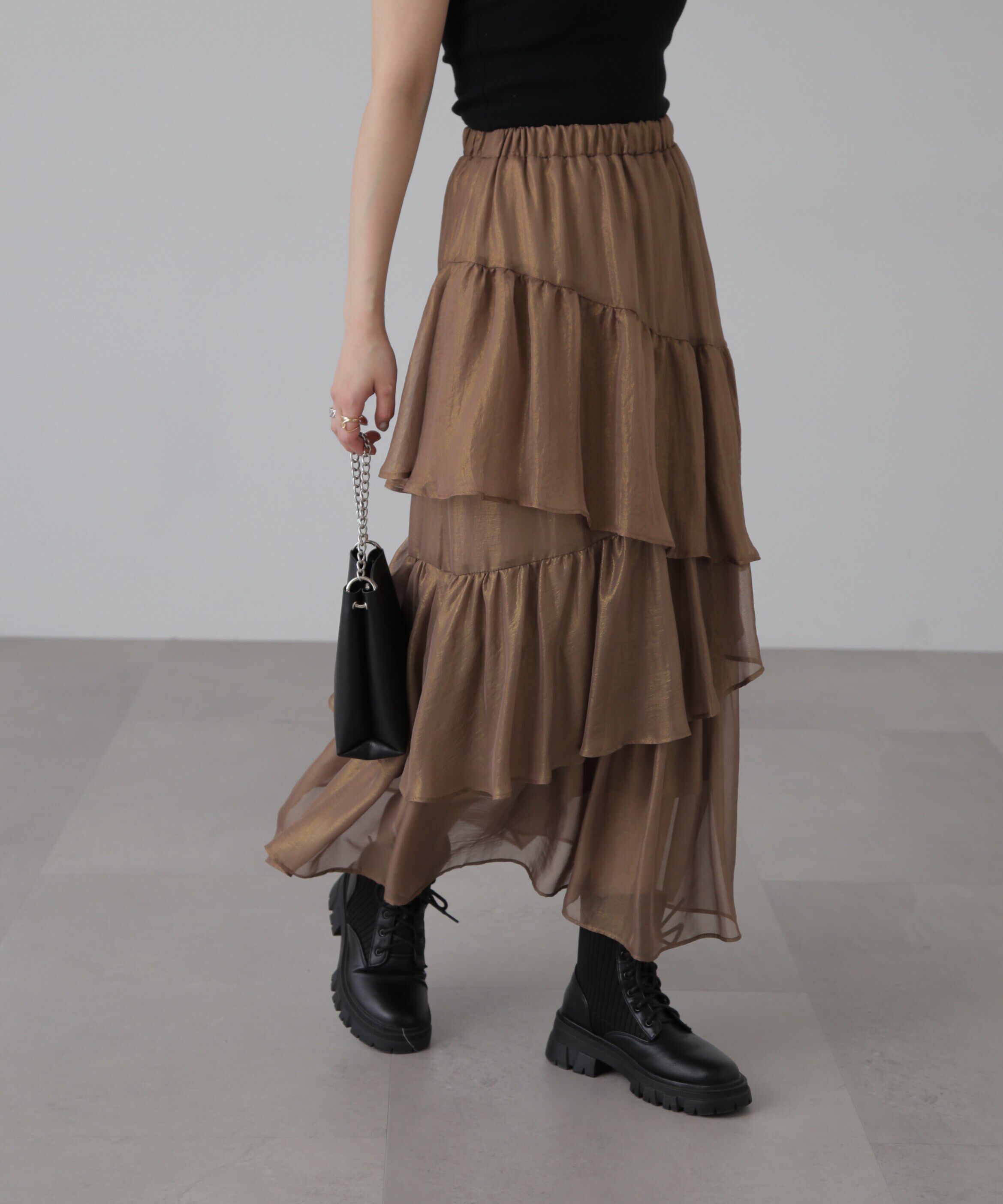  「シャイニーランダムティアードスカート」|スカート|