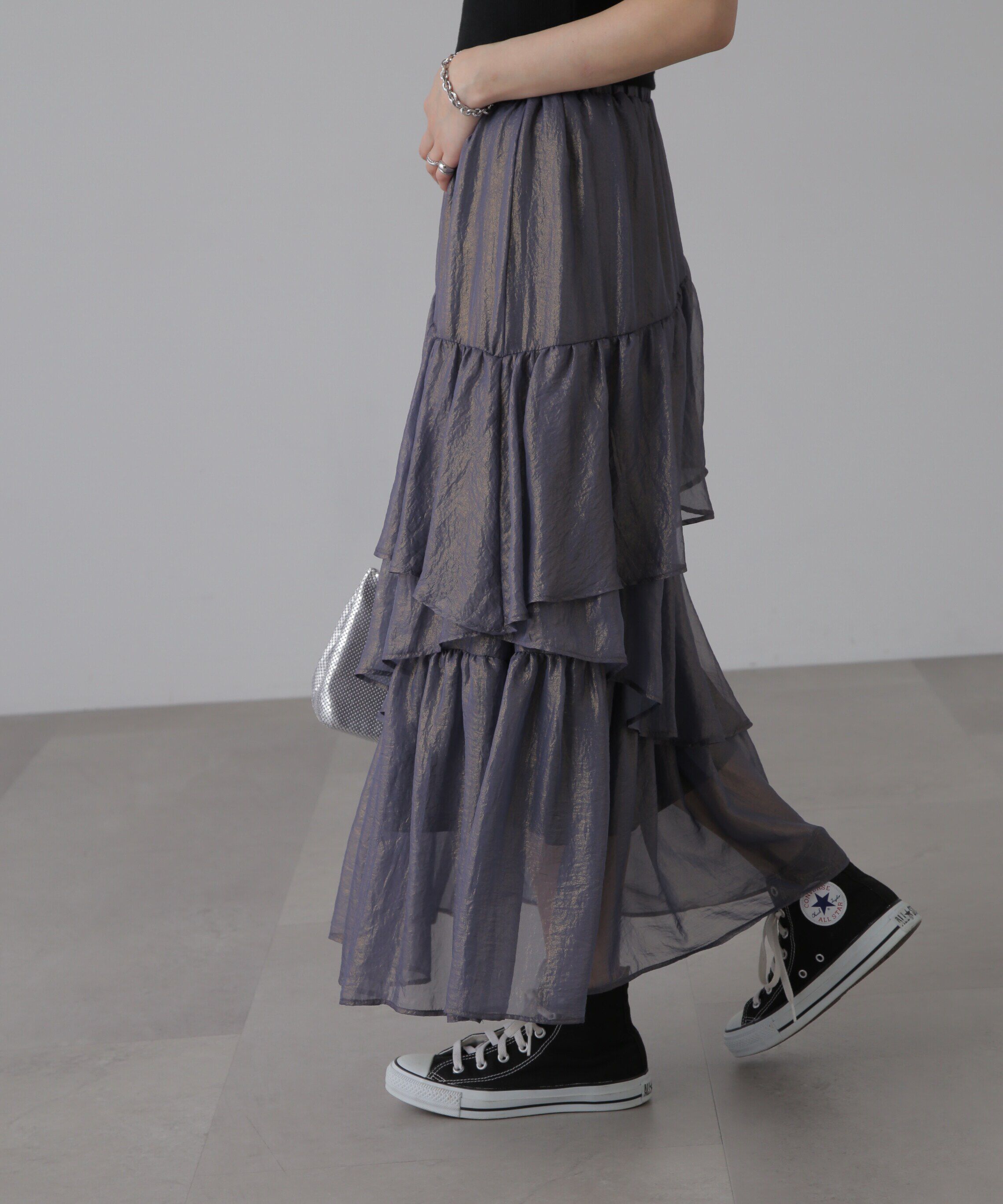  「シャイニーランダムティアードスカート」|スカート|