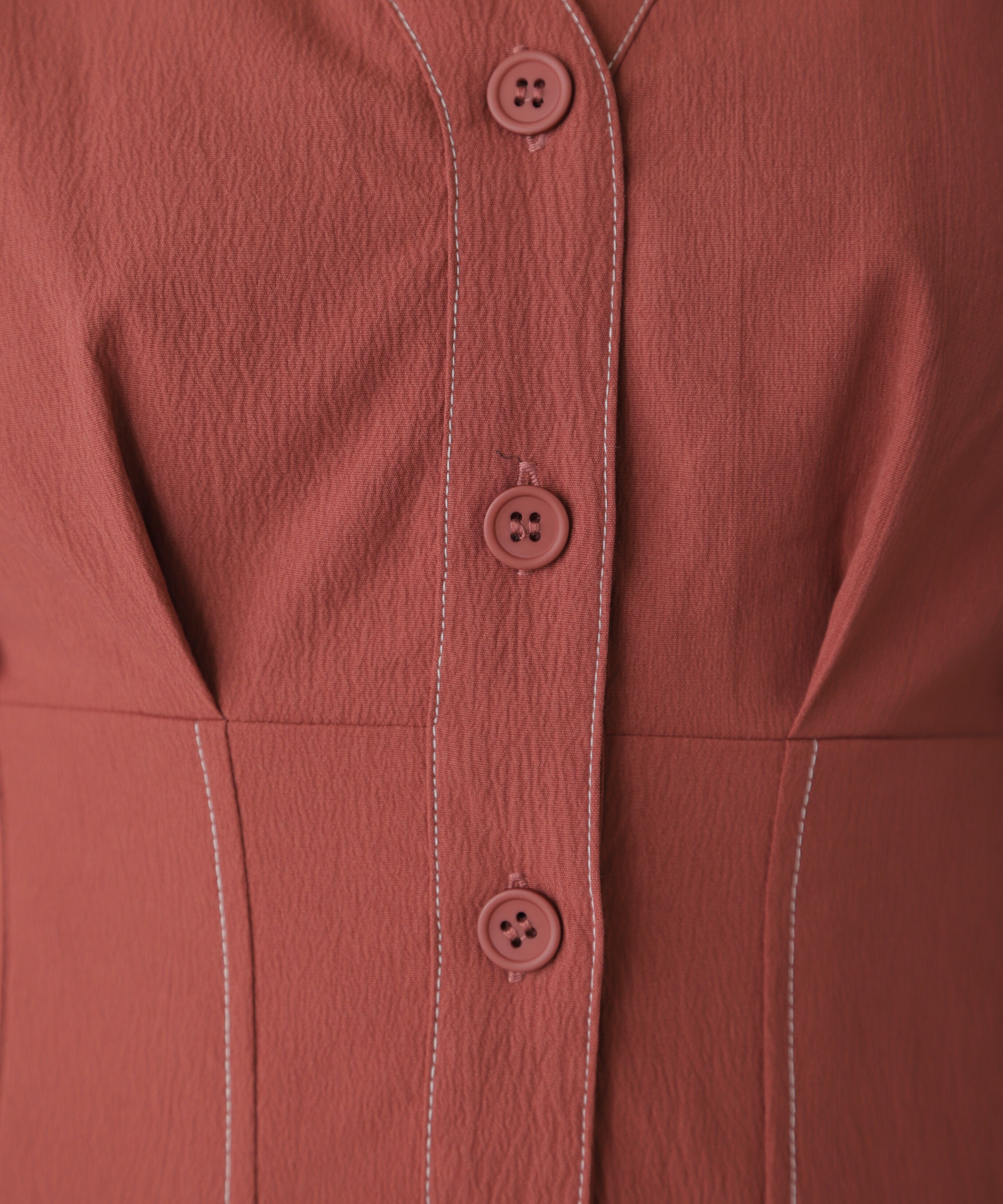  「ウエストシェイプ配色ステッチワンピース」|ワンピース|