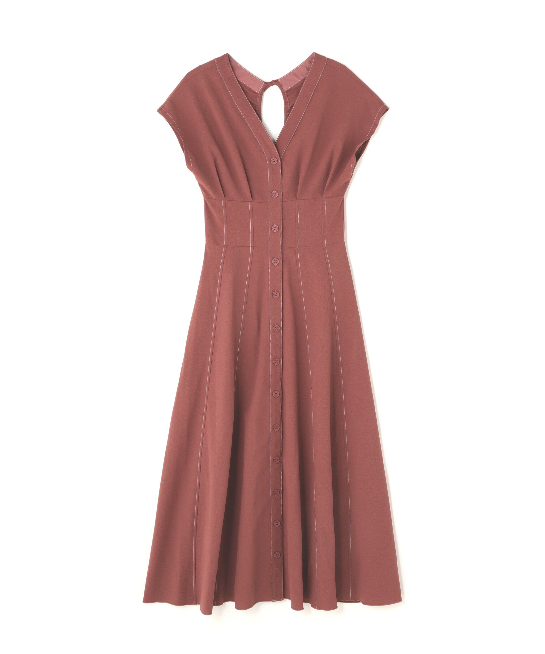  「ウエストシェイプ配色ステッチワンピース」|ワンピース|