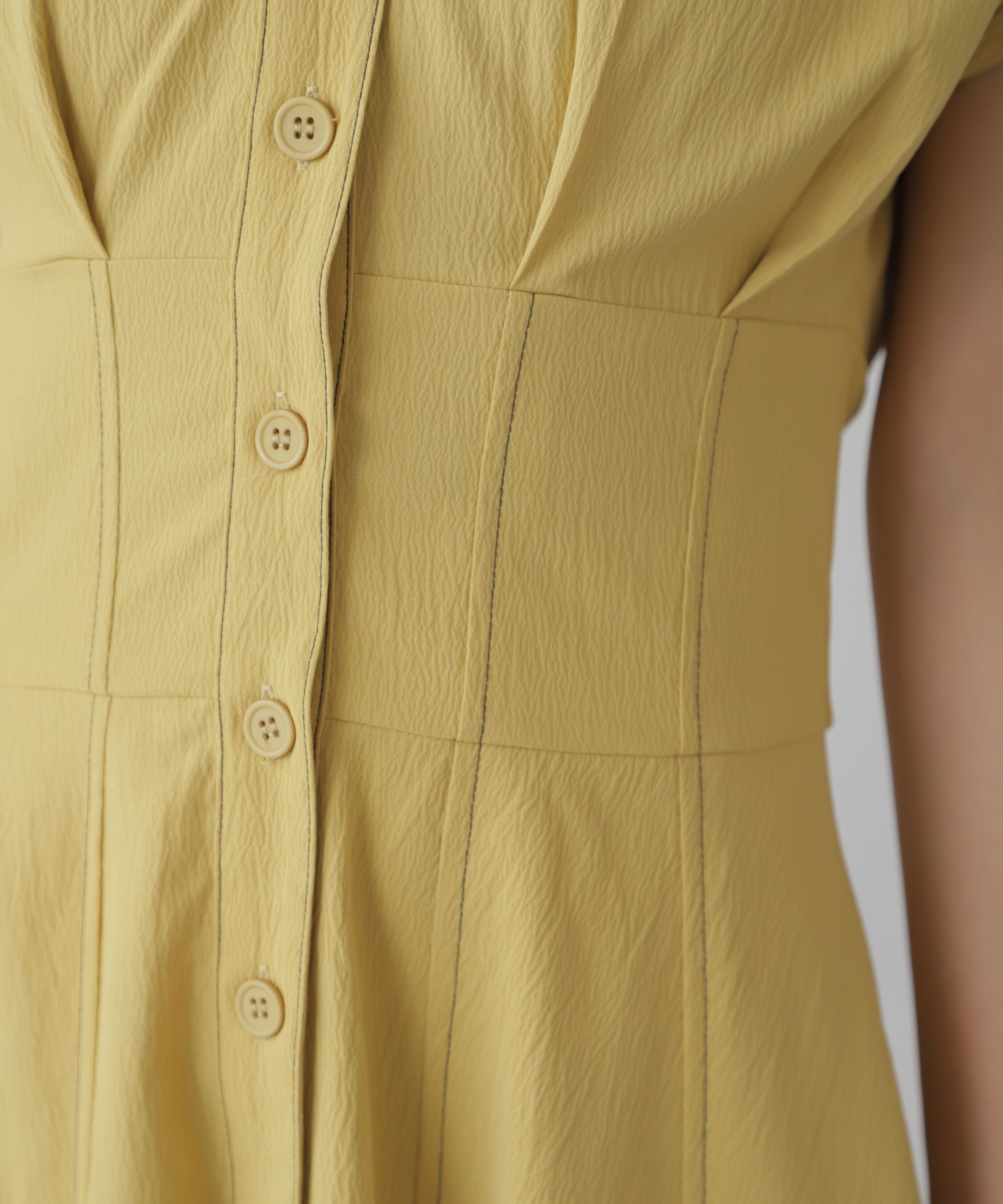  「ウエストシェイプ配色ステッチワンピース」|ワンピース|