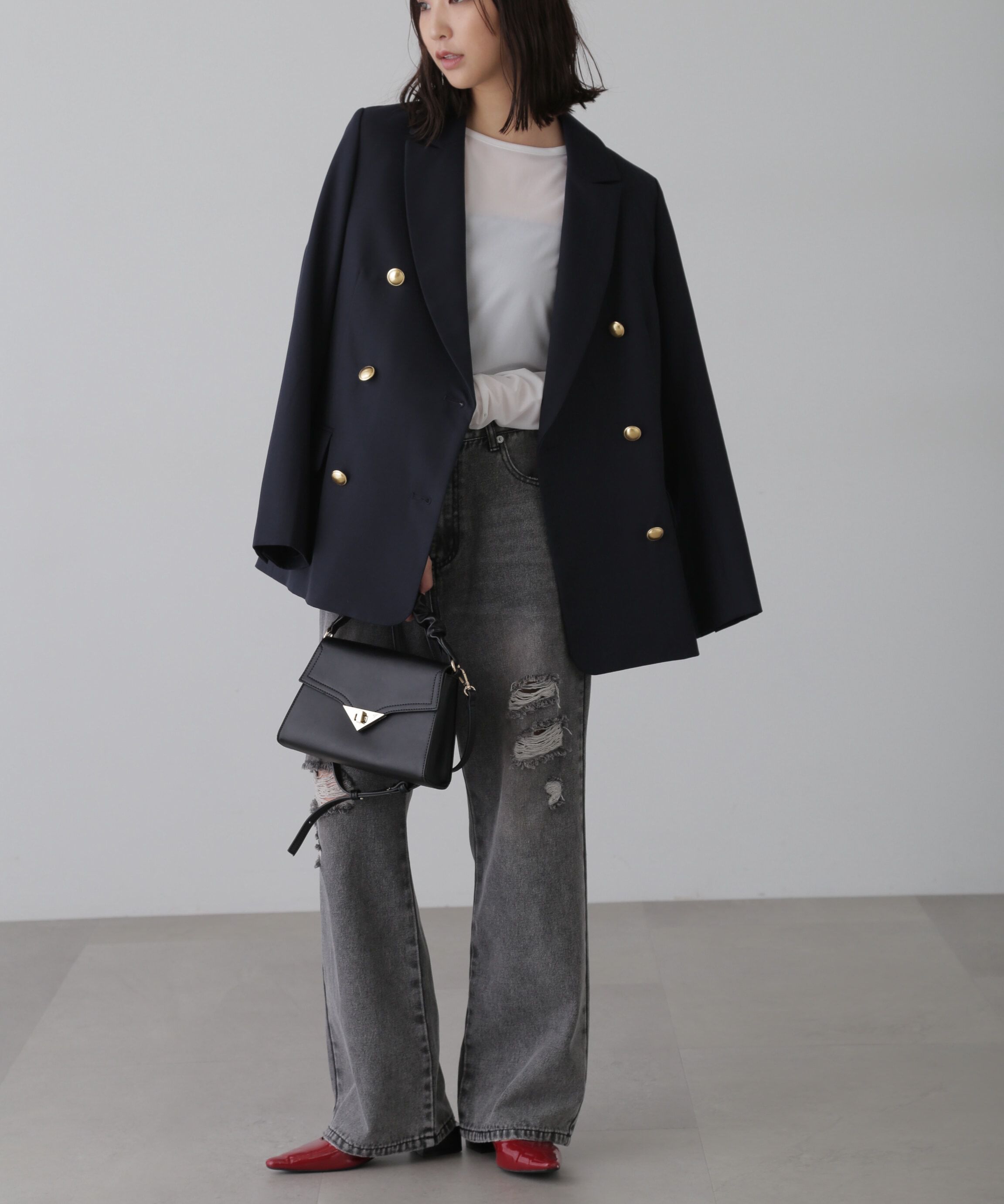  「ストレートワイドクラッシュデニムパンツ」|その他|