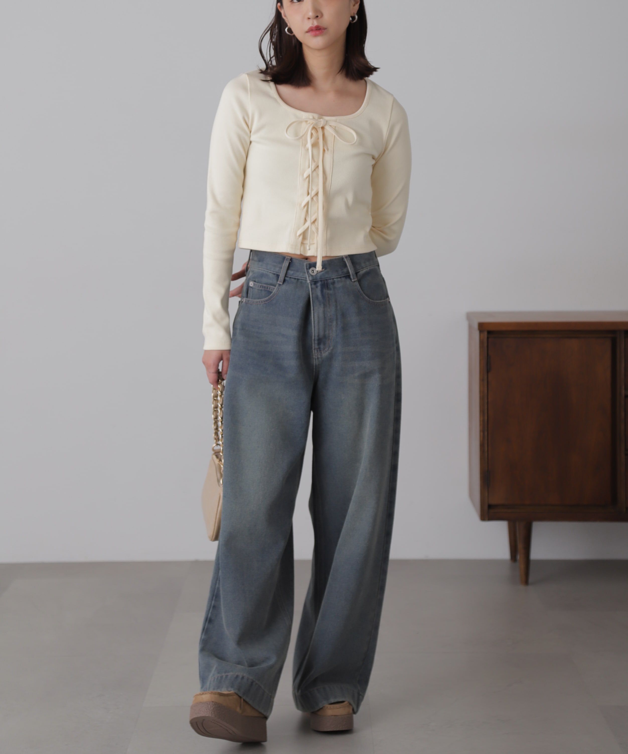  「裾ボタン2wayバギーデニムパンツ」|その他|